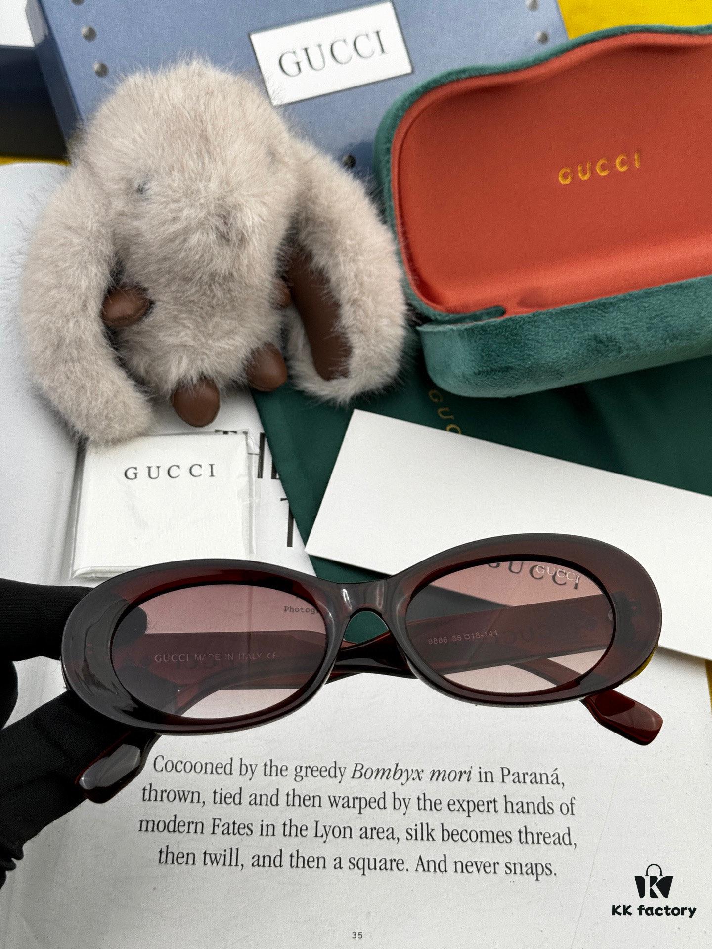 【GUCCI】2025 Spring New Arrival Trendy Popular Fashion Small-Frame Sunglasses High Quality Comfortable Wear Influencer Style Shades Model: G6988