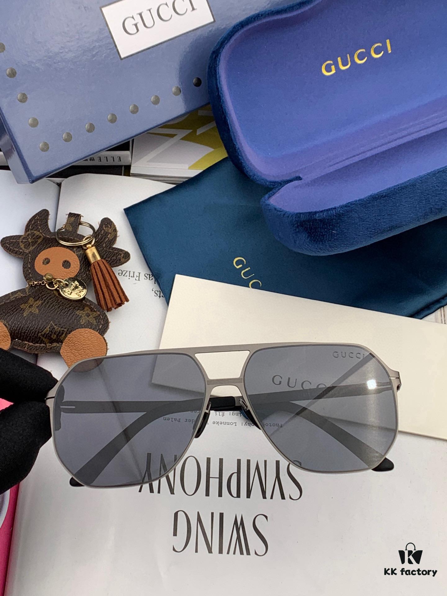 GUCCI 2025 New Unisex Polygonal Sunglasses G1731, Electroplated Finish, Ultra-Lightweight and Highly Elastic Frame Without Screws, Scratch-Resistant and Unbreakable Design, High-Definition Nylon Lenses, Premium Craftsmanship, Original Materials, Stylish and Versatile for Casual Wear