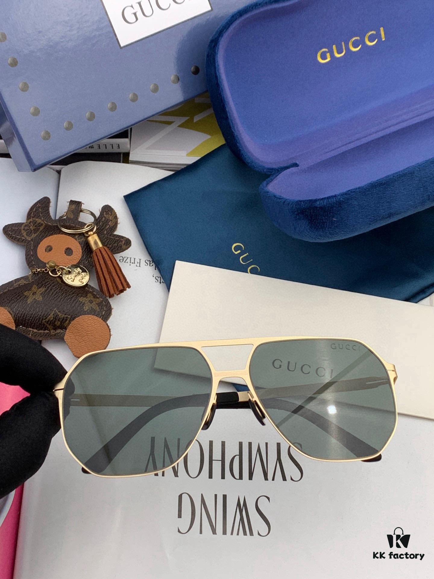 GUCCI 2025 New Unisex Polygonal Sunglasses G1731, Electroplated Finish, Ultra-Lightweight and Highly Elastic Frame Without Screws, Scratch-Resistant and Unbreakable Design, High-Definition Nylon Lenses, Premium Craftsmanship, Original Materials, Stylish and Versatile for Casual Wear