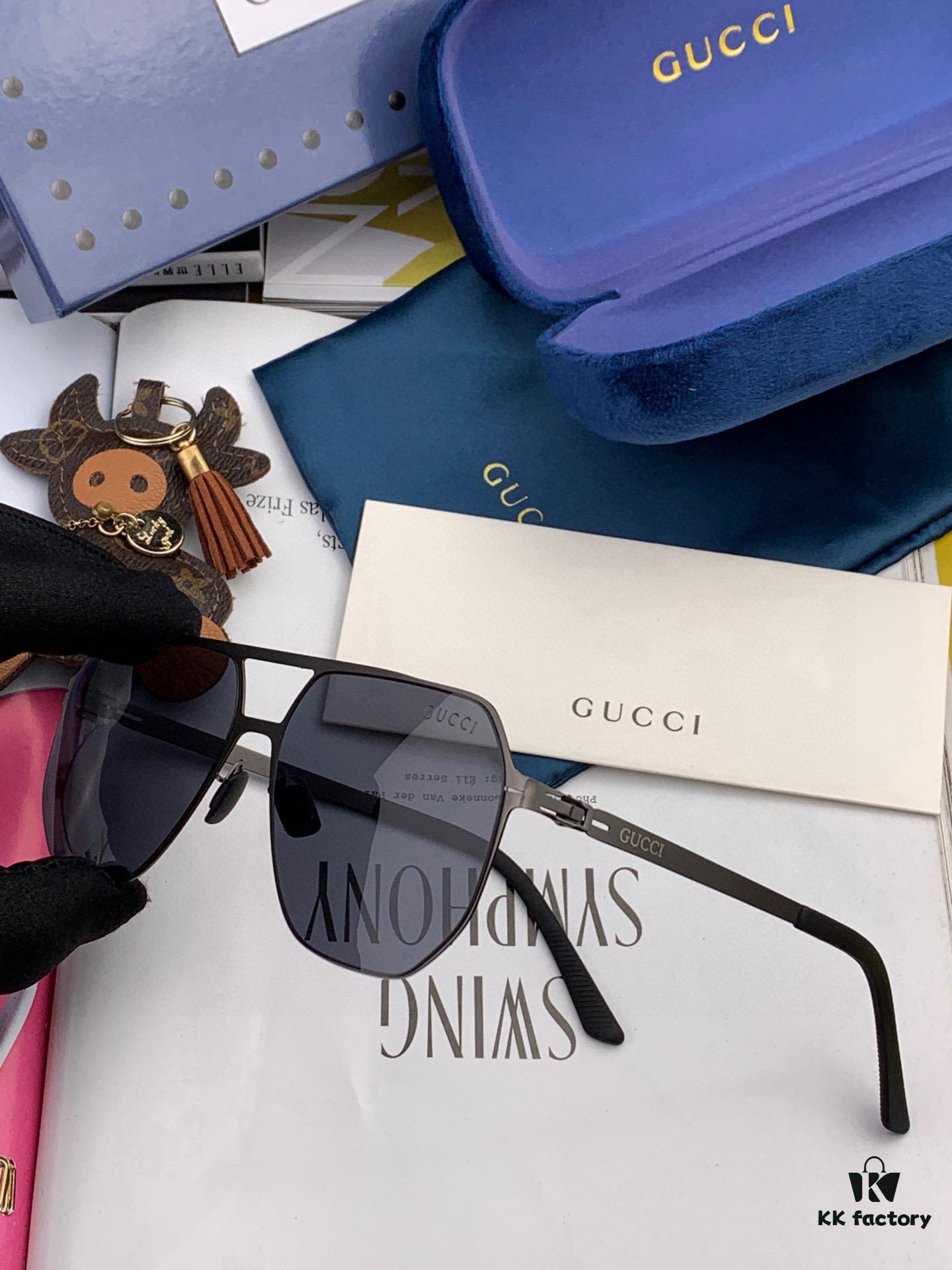 GUCCI 2025 New Unisex Polygonal Sunglasses G1731, Electroplated Finish, Ultra-Lightweight and Highly Elastic Frame Without Screws, Scratch-Resistant and Unbreakable Design, High-Definition Nylon Lenses, Premium Craftsmanship, Original Materials, Stylish and Versatile for Casual Wear