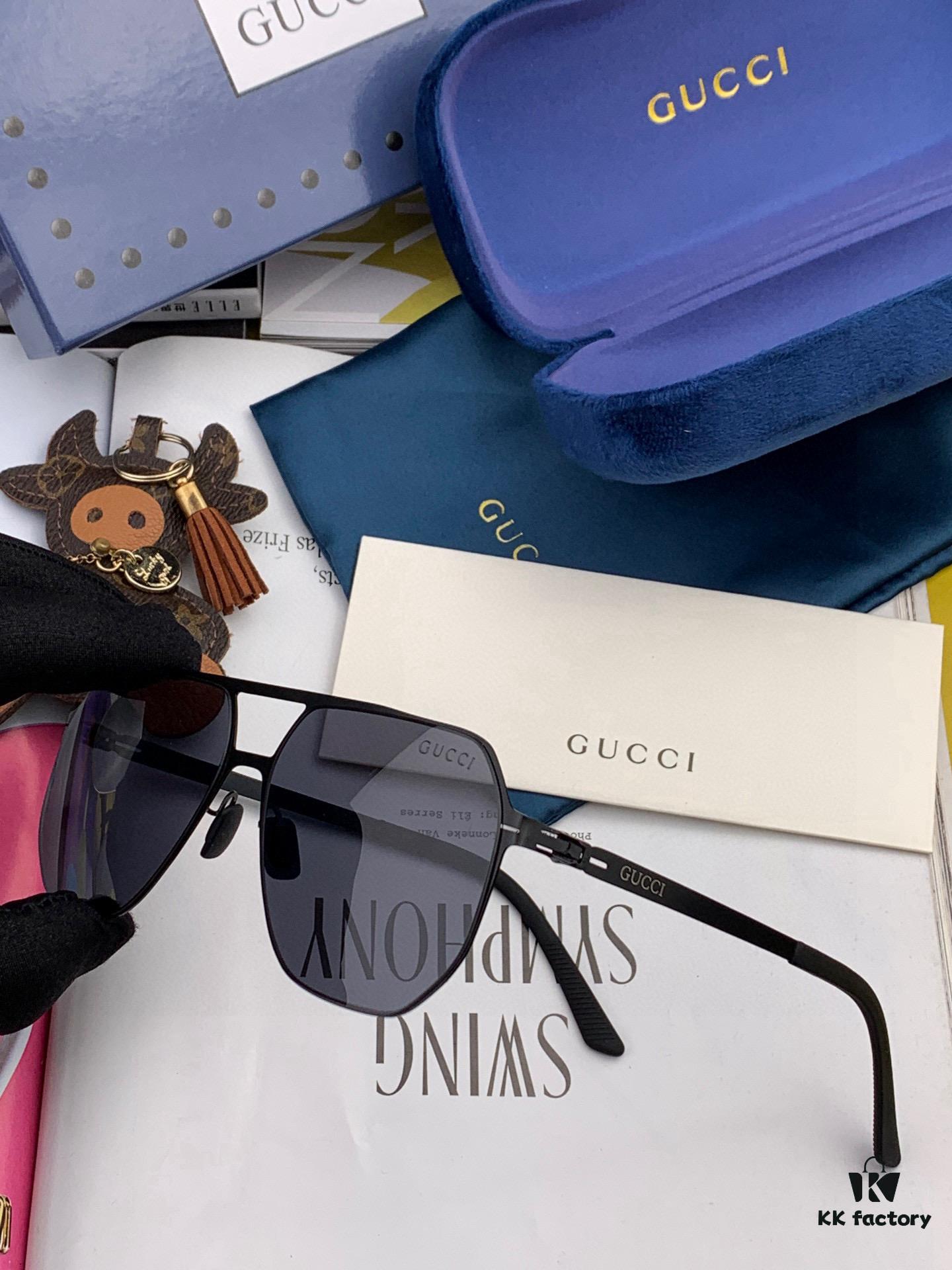 GUCCI 2025 New Unisex Polygonal Sunglasses G1731, Electroplated Finish, Ultra-Lightweight and Highly Elastic Frame Without Screws, Scratch-Resistant and Unbreakable Design, High-Definition Nylon Lenses, Premium Craftsmanship, Original Materials, Stylish and Versatile for Casual Wear