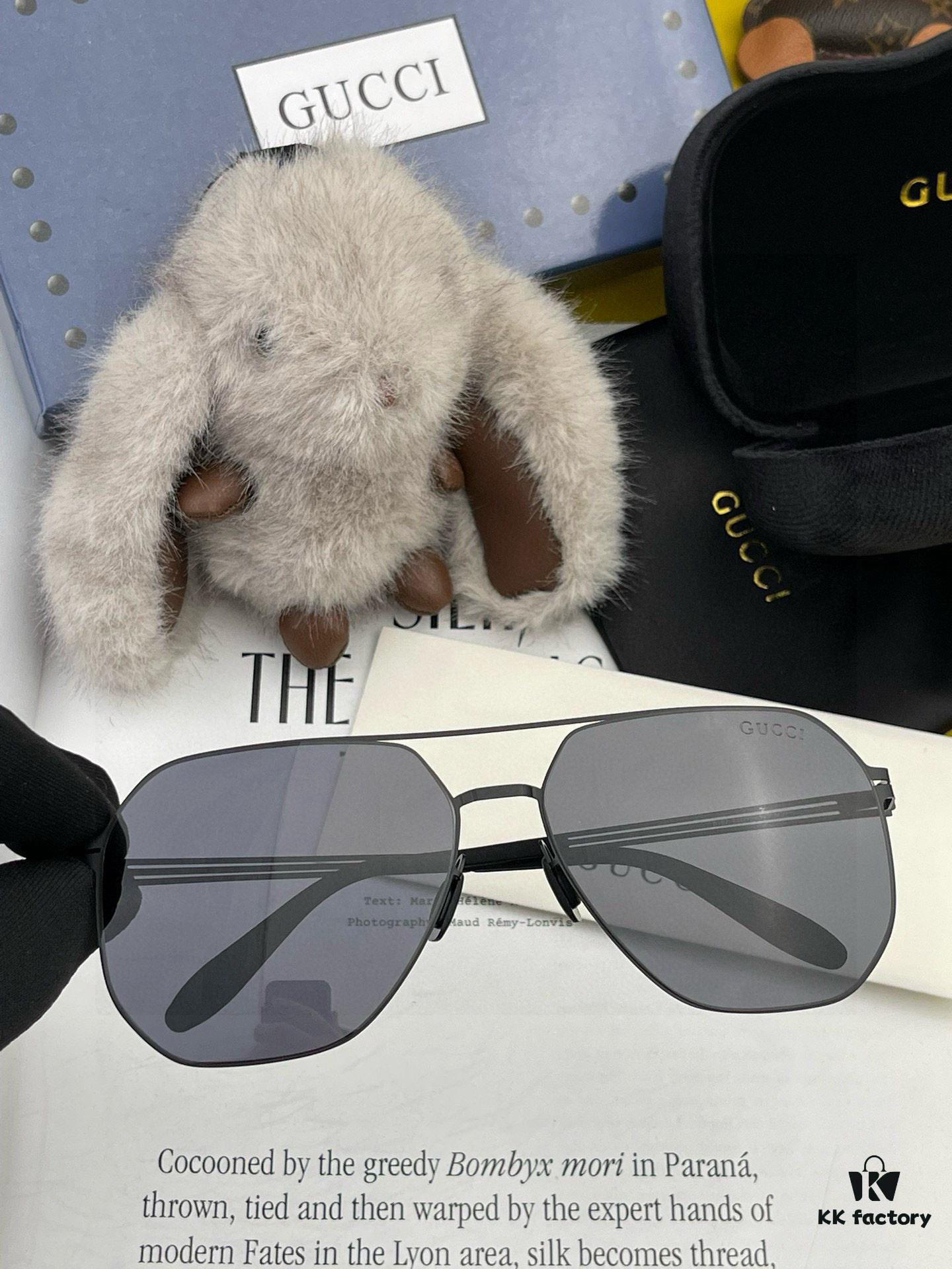 GUCCI 2025 New Unisex Polygonal Sunglasses Electroplated Non-Fading Ultra-Light Elastic Frame No Screws Crush-Resistant HD Nylon Lenses