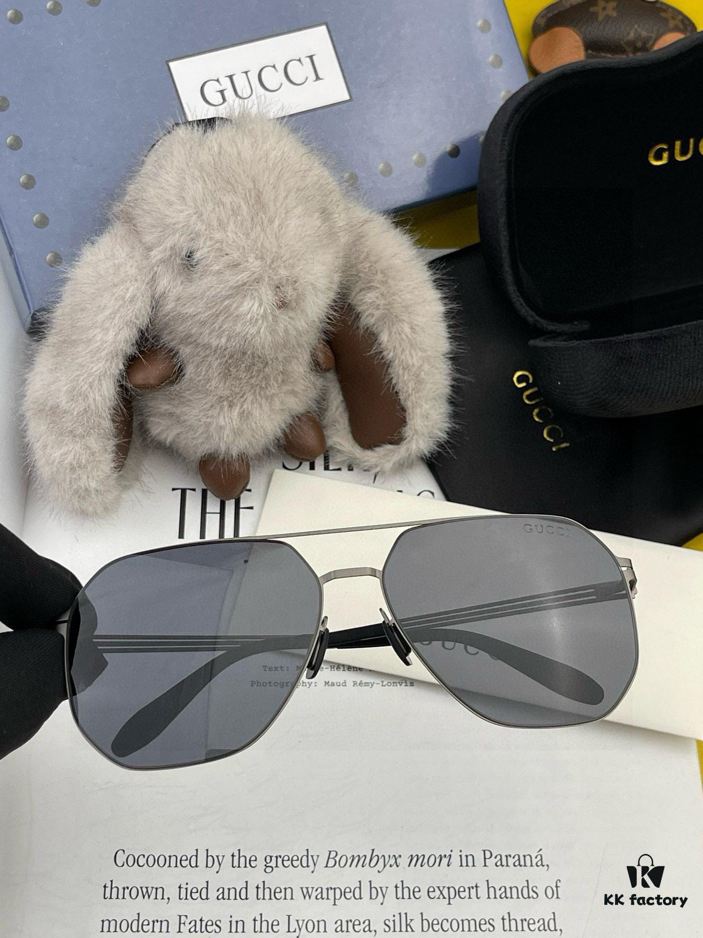 GUCCI 2025 New Unisex Polygonal Sunglasses Electroplated Non-Fading Ultra-Light Elastic Frame No Screws Crush-Resistant HD Nylon Lenses