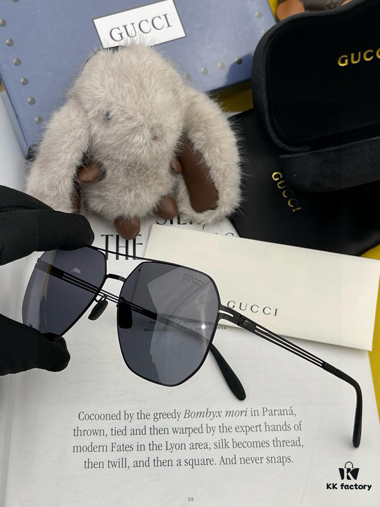 GUCCI 2025 New Unisex Polygonal Sunglasses Electroplated Non-Fading Ultra-Light Elastic Frame No Screws Crush-Resistant HD Nylon Lenses