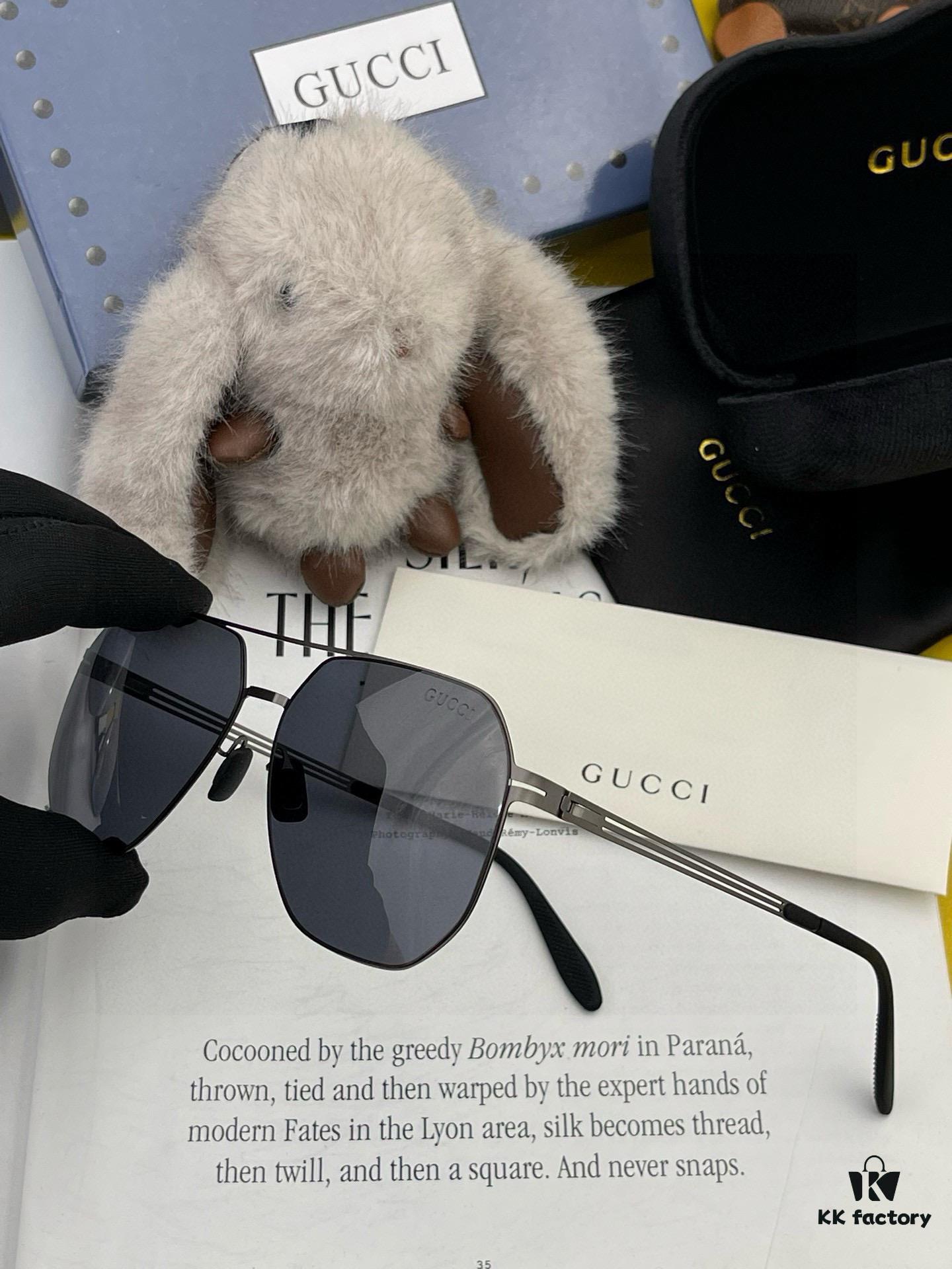 GUCCI 2025 New Unisex Polygonal Sunglasses Electroplated Non-Fading Ultra-Light Elastic Frame No Screws Crush-Resistant HD Nylon Lenses