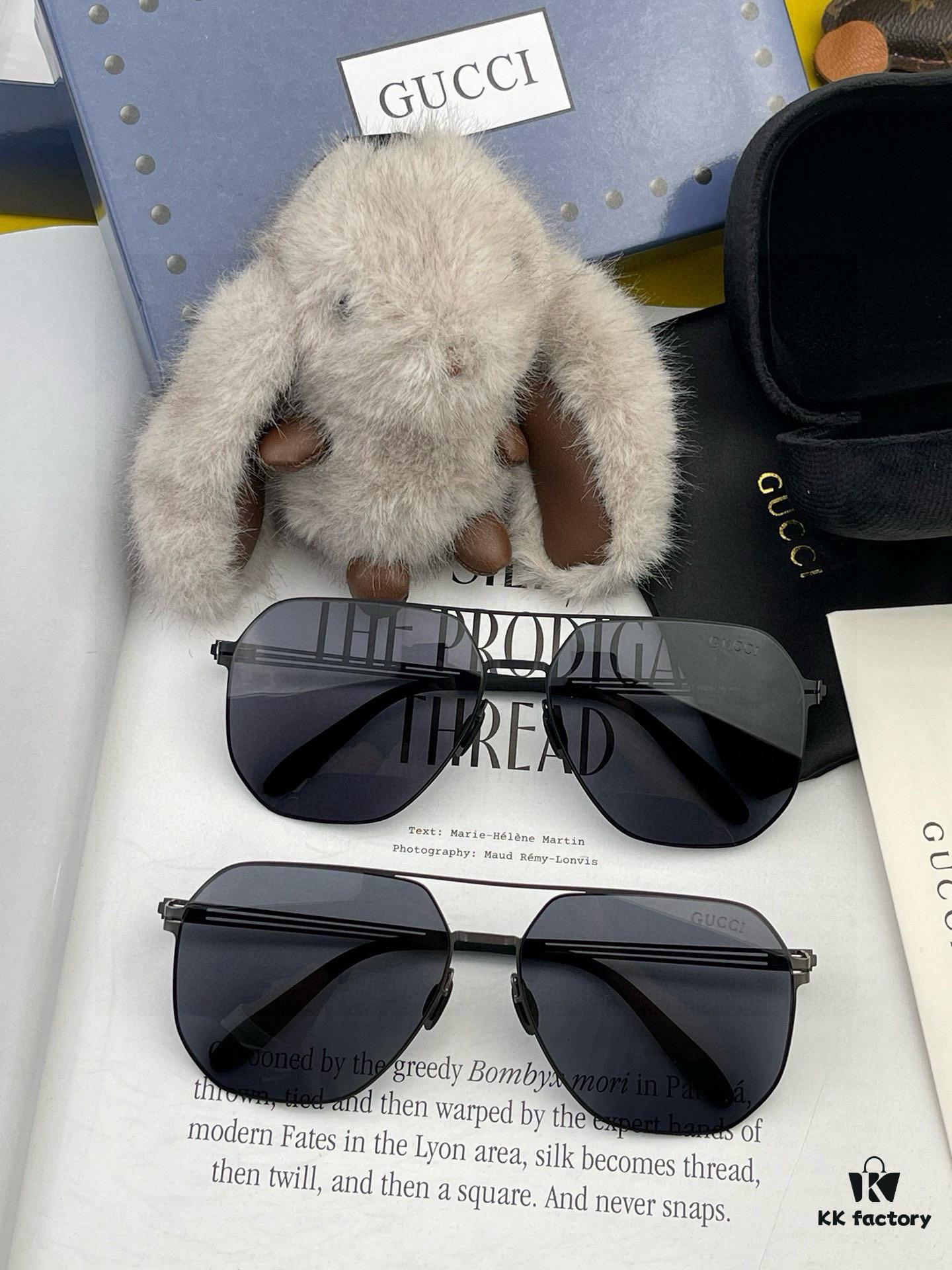 GUCCI 2025 New Unisex Polygonal Sunglasses Electroplated Non-Fading Ultra-Light Elastic Frame No Screws Crush-Resistant HD Nylon Lenses