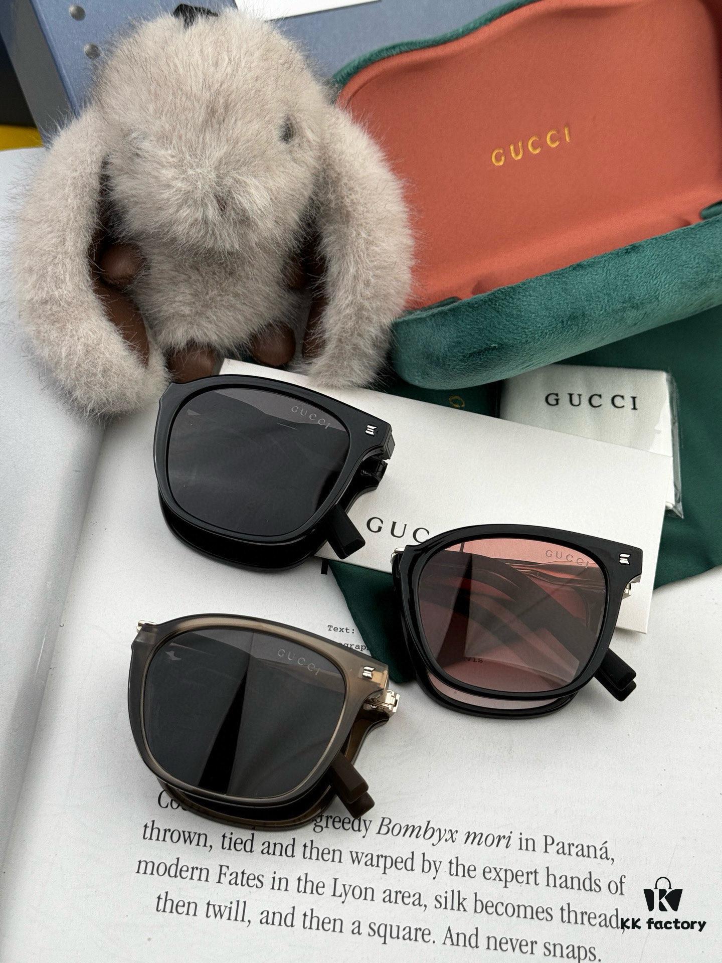 GUCCI 2025 Spring New Arrival Trendy Folding Square Polarized Sunglasses High Quality Comfortable Wear Influencer Style Sun Glasses Model: G8318