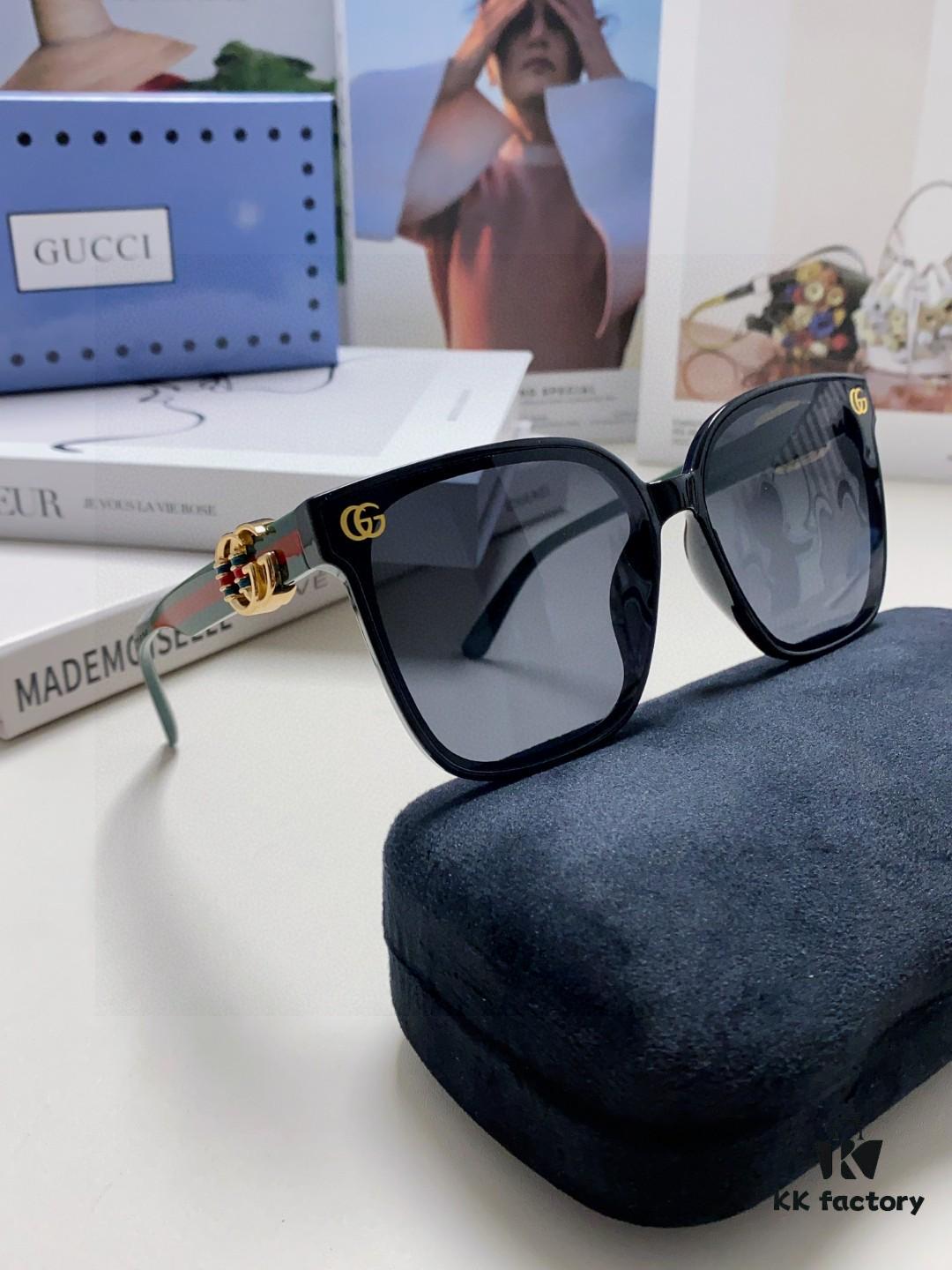 Gucci 2025 Spring New Arrival Super Fresh Style Ultra-Bright Frame with Large G Logo on Temple, Elegant and Stylish Women's Popular Sunglasses