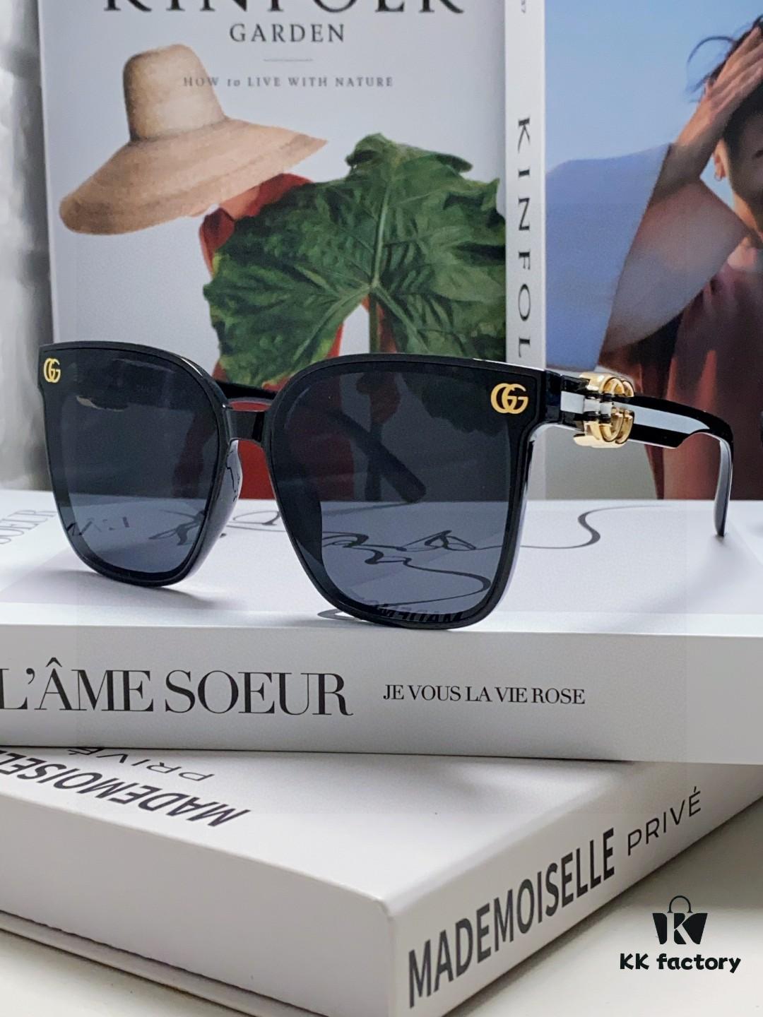 Gucci 2025 Spring New Arrival Ultra-Fresh Style Shiny Frame with Oversized G Logo on Temples, Elegant and Stylish Women's Best-Selling Sunglasses