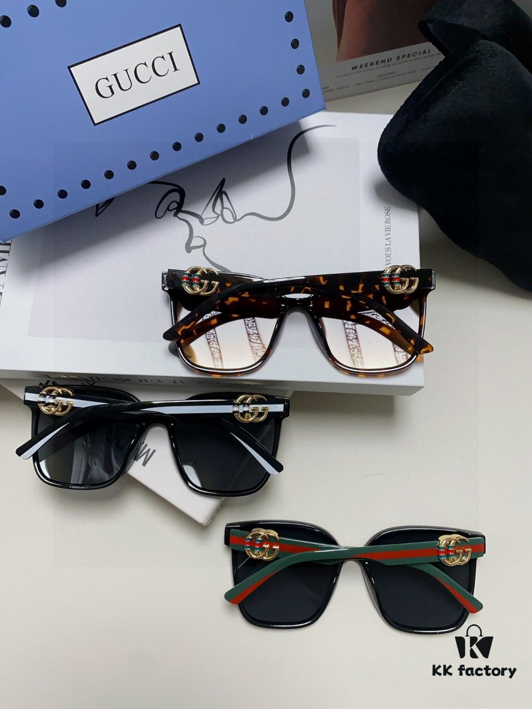 Gucci 2025 Spring New Arrival Ultra-Fresh Style Shiny Frame with Oversized G Logo on Temples, Elegant and Stylish Women's Best-Selling Sunglasses