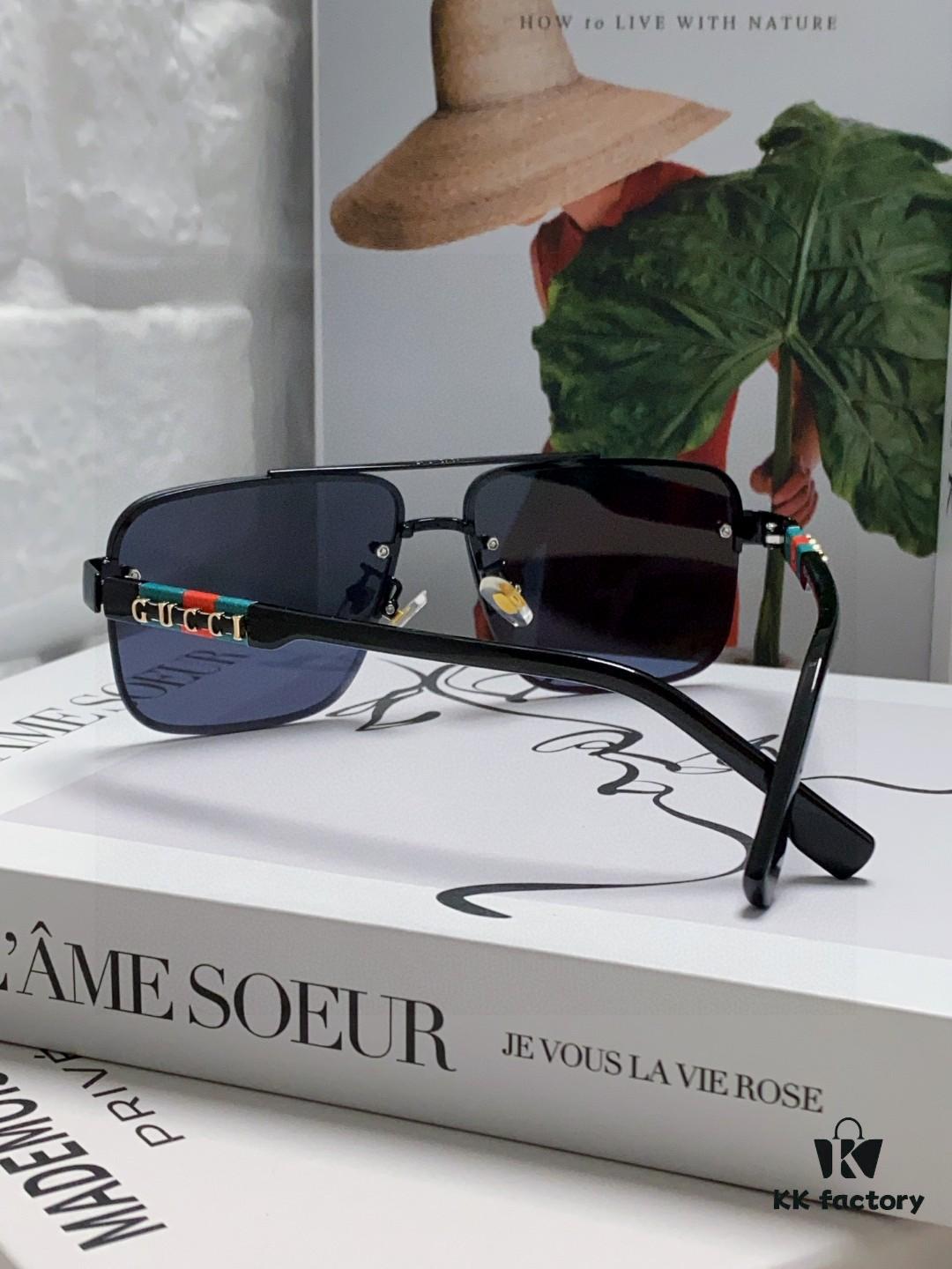 Gucci 2025 Official Early Spring New Arrival Men's Sunglasses, Popular Style Worn by Many Celebrities – Large-Frame Polarized Clear Vision Sunglasses