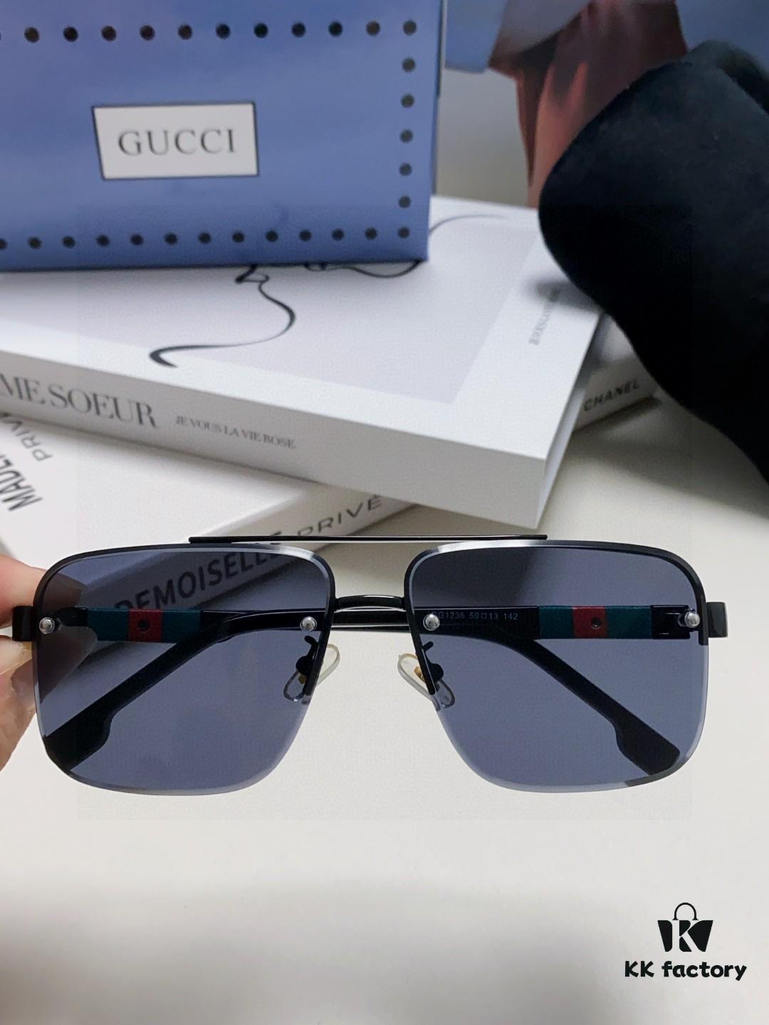 Gucci 2025 Official Early Spring New Arrival Men's Sunglasses, Popular Style Worn by Many Celebrities – Large-Frame Polarized Clear Vision Sunglasses