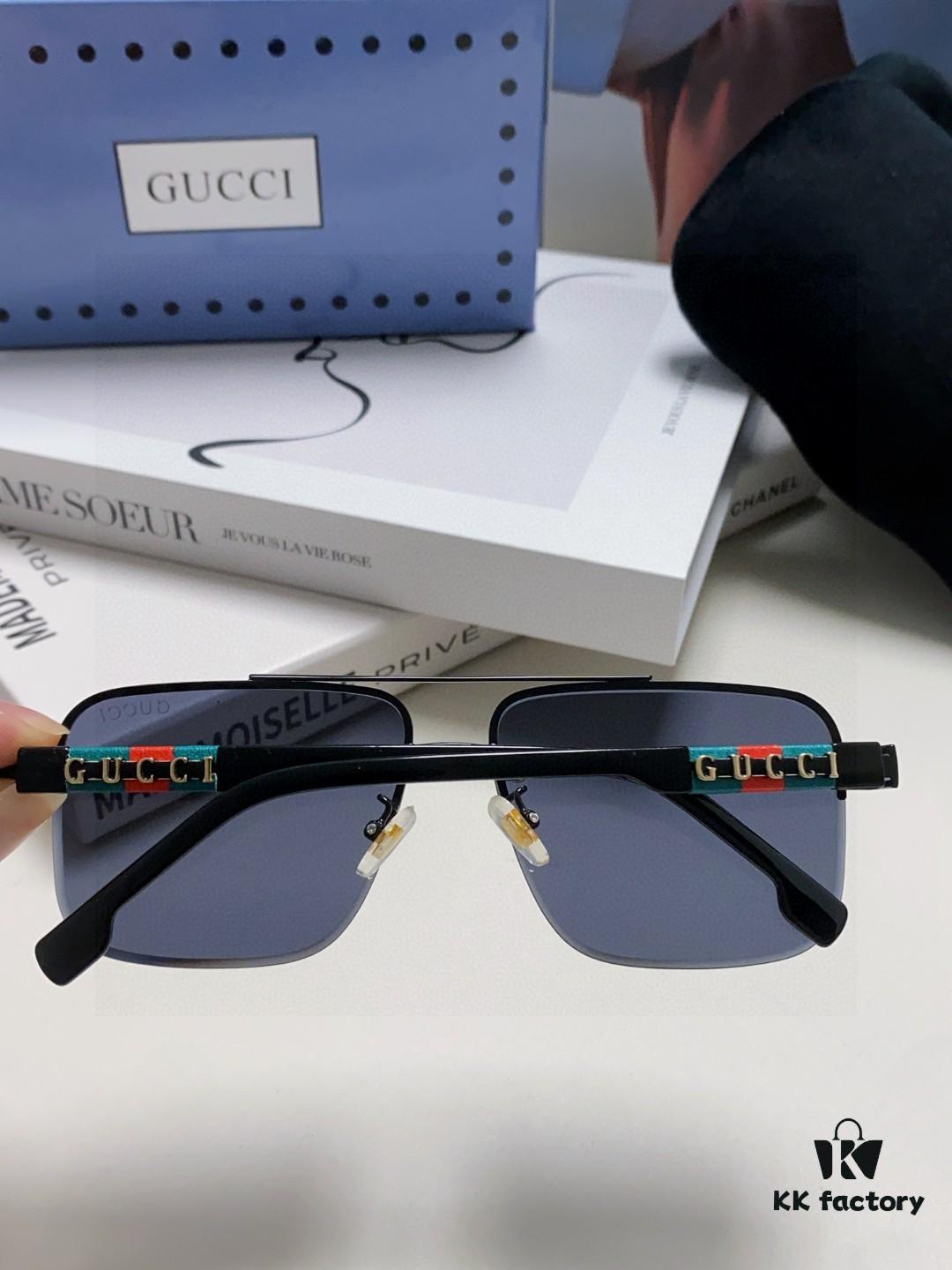 Gucci 2025 Official Early Spring New Arrival Men's Sunglasses, Popular Style Worn by Many Celebrities – Large-Frame Polarized Clear Vision Sunglasses