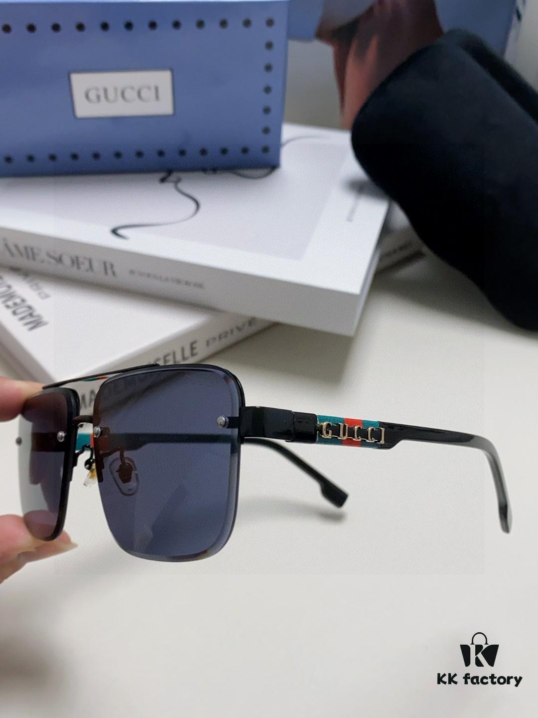 Gucci 2025 Official Early Spring New Arrival Men's Sunglasses, Popular Style Worn by Many Celebrities – Large-Frame Polarized Clear Vision Sunglasses