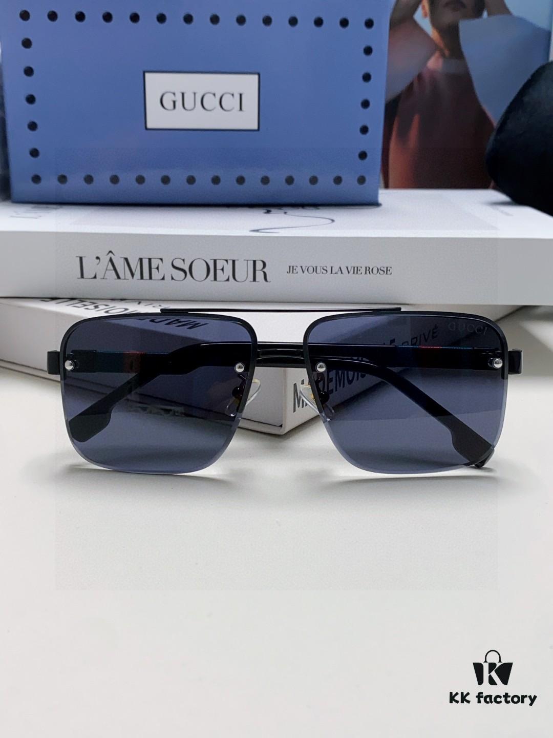 Gucci 2025 Official Early Spring New Arrival Men's Sunglasses, Popular Style Worn by Many Celebrities – Large-Frame Polarized Clear Vision Sunglasses