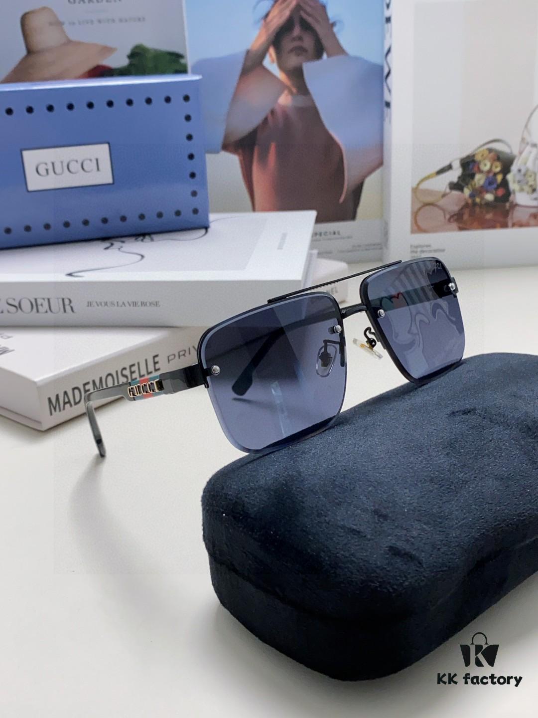 Gucci 2025 Official Early Spring New Arrival Men's Sunglasses, Popular Style Worn by Many Celebrities – Large-Frame Polarized Clear Vision Sunglasses