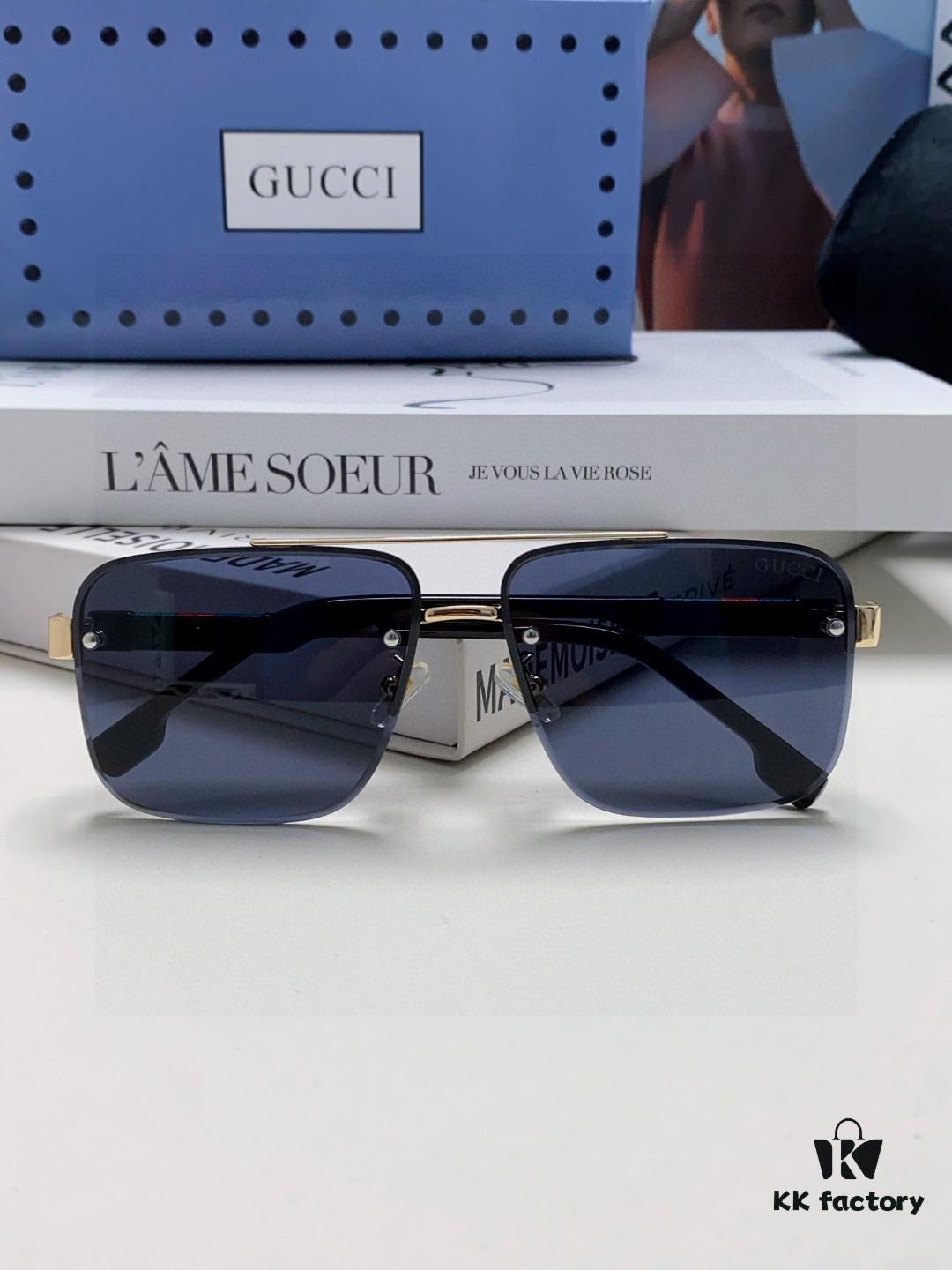 Gucci 2025 Official Early Spring New Arrival Men's Sunglasses, Popular Oversized Polarized Clear Vision Sunglasses Worn by Numerous Celebrities