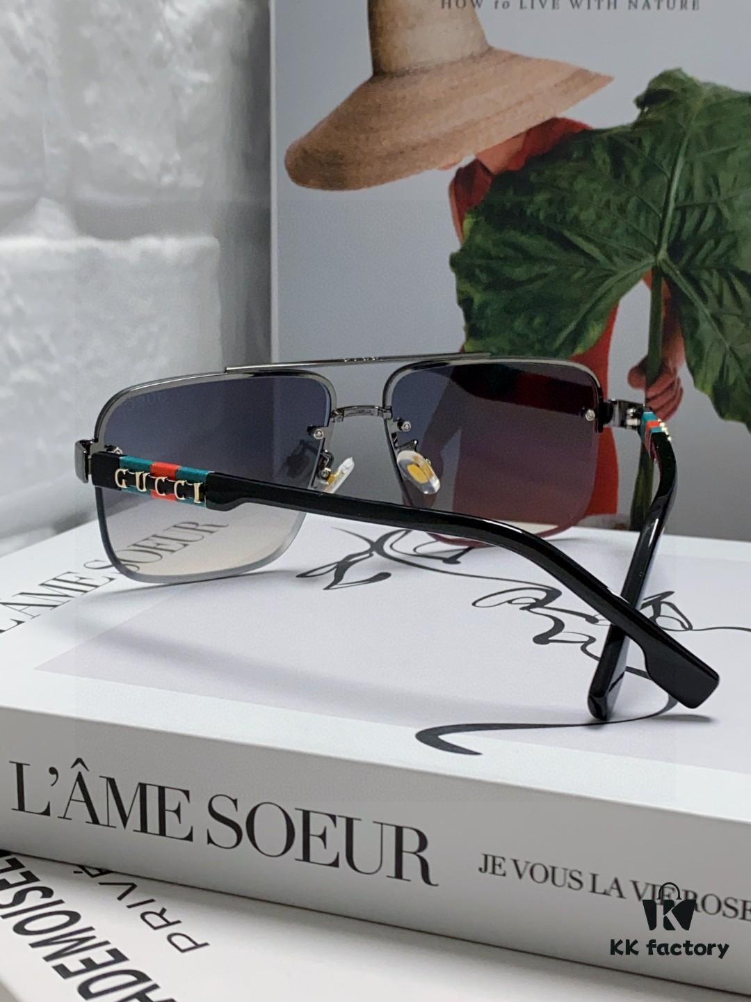 Gucci 2025 Official Early Spring New Arrival Men's Sunglasses, Popular Style Worn by Many Celebrities, Large-Frame Polarized Clear Vision Sunglasses