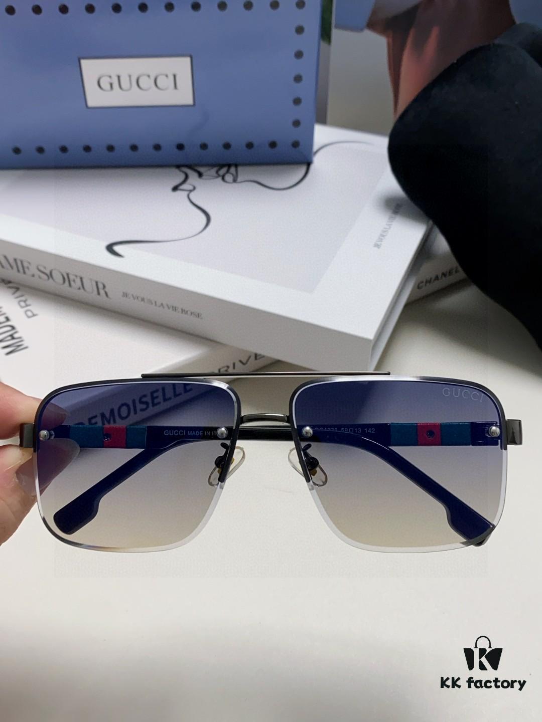 Gucci 2025 Official Early Spring New Arrival Men's Sunglasses, Popular Style Worn by Many Celebrities, Large-Frame Polarized Clear Vision Sunglasses