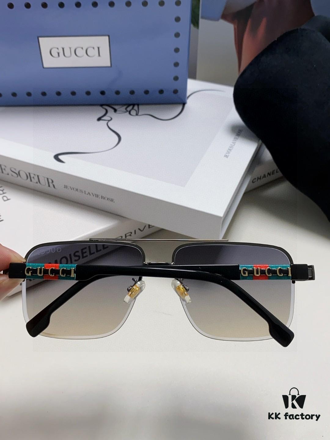 Gucci 2025 Official Early Spring New Arrival Men's Sunglasses, Popular Style Worn by Many Celebrities, Large-Frame Polarized Clear Vision Sunglasses