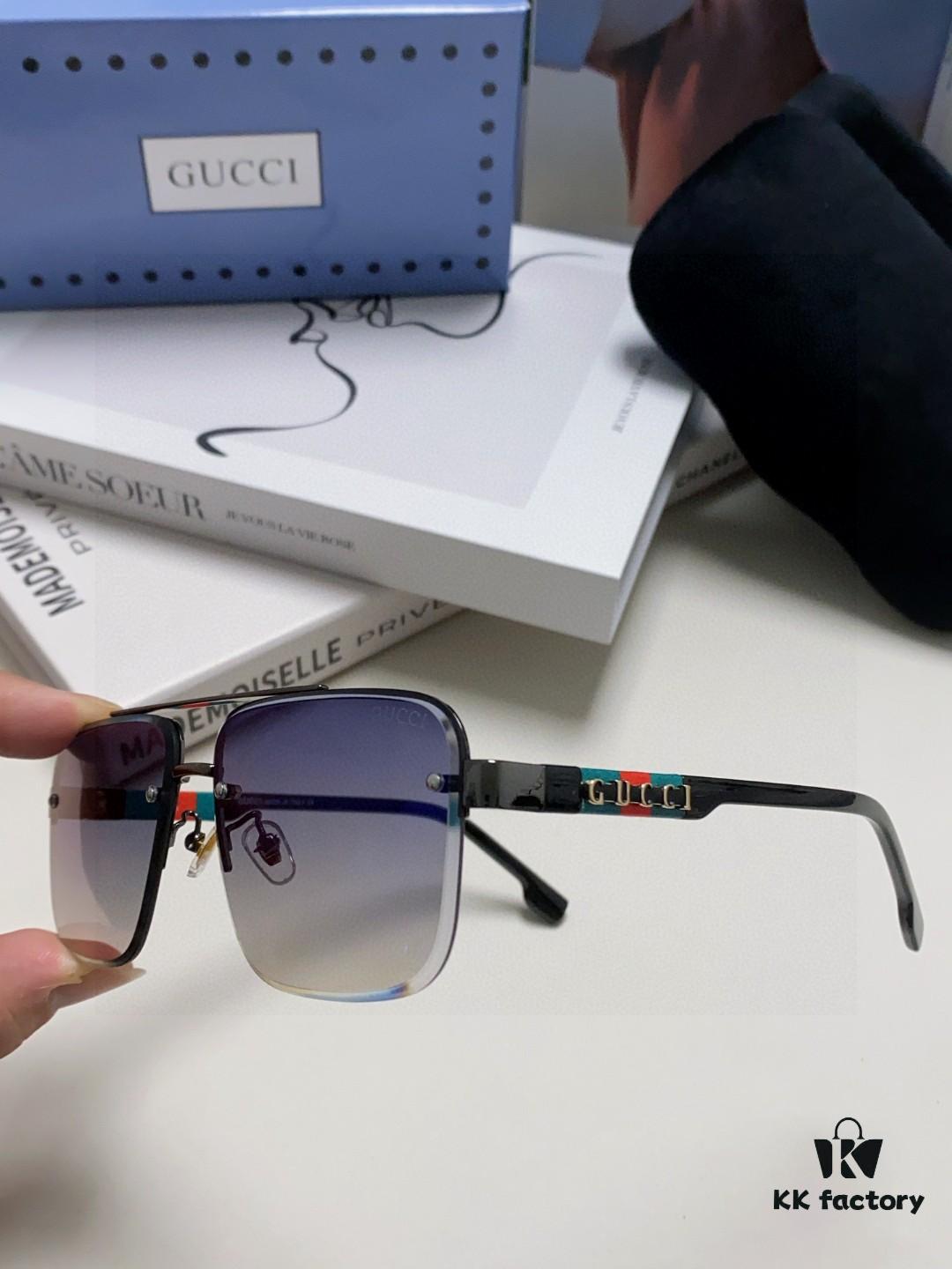 Gucci 2025 Official Early Spring New Arrival Men's Sunglasses, Popular Style Worn by Many Celebrities, Large-Frame Polarized Clear Vision Sunglasses
