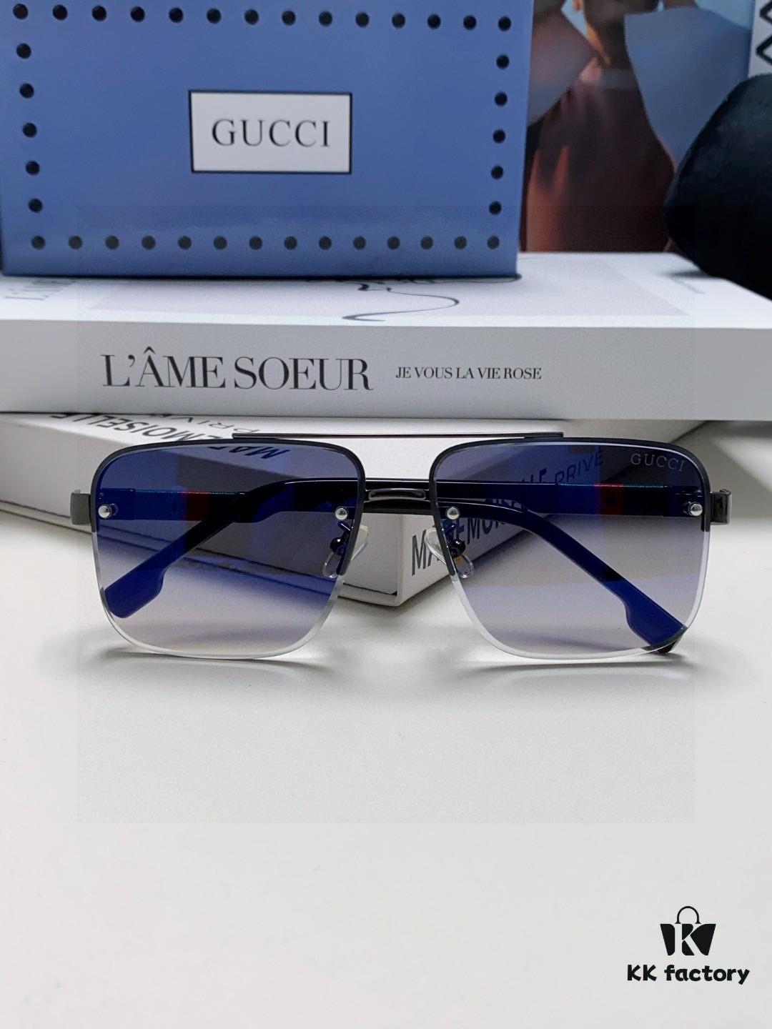Gucci 2025 Official Early Spring New Arrival Men's Sunglasses, Popular Style Worn by Many Celebrities, Large-Frame Polarized Clear Vision Sunglasses