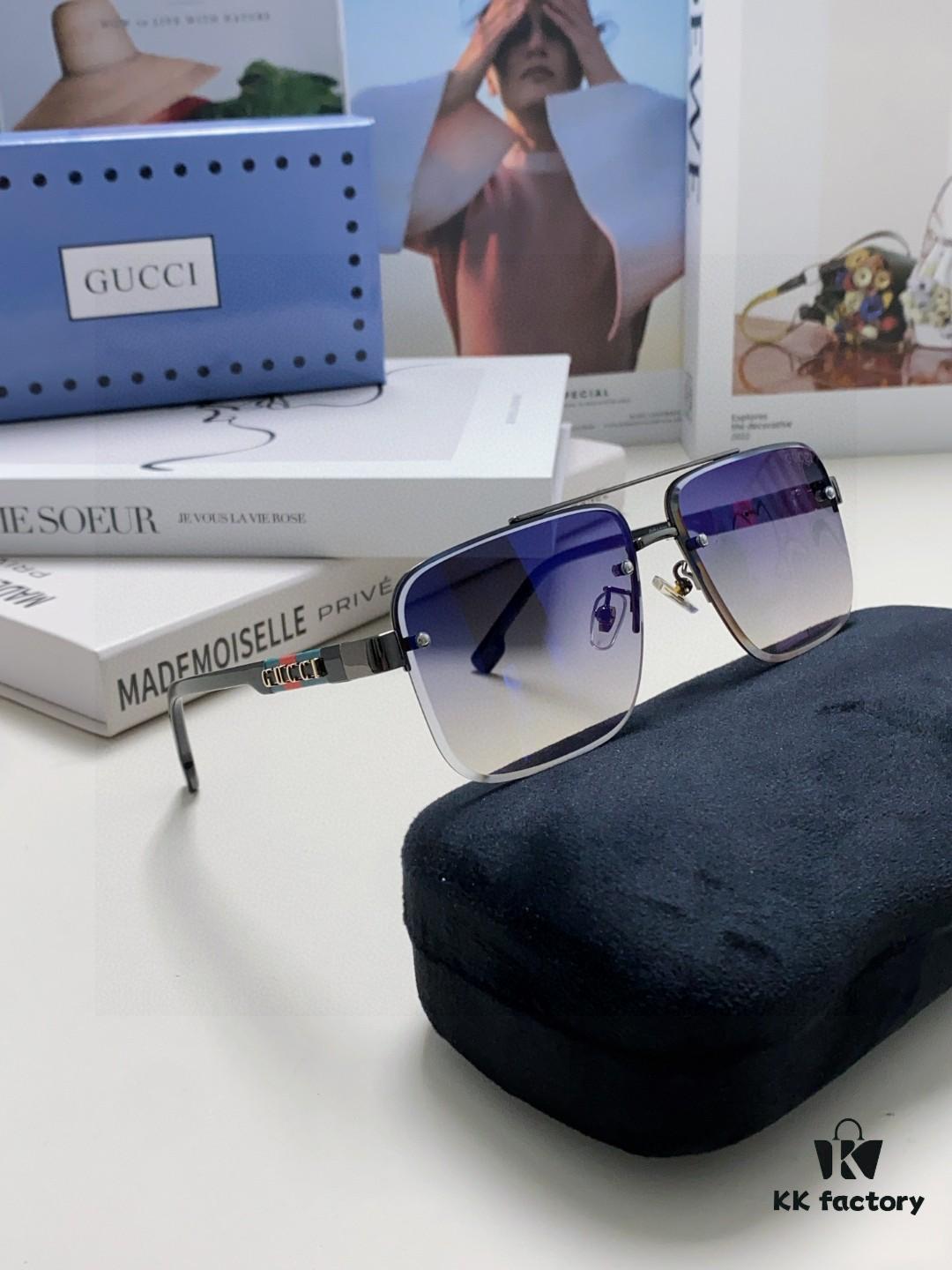 Gucci 2025 Official Early Spring New Arrival Men's Sunglasses, Popular Style Worn by Many Celebrities, Large-Frame Polarized Clear Vision Sunglasses