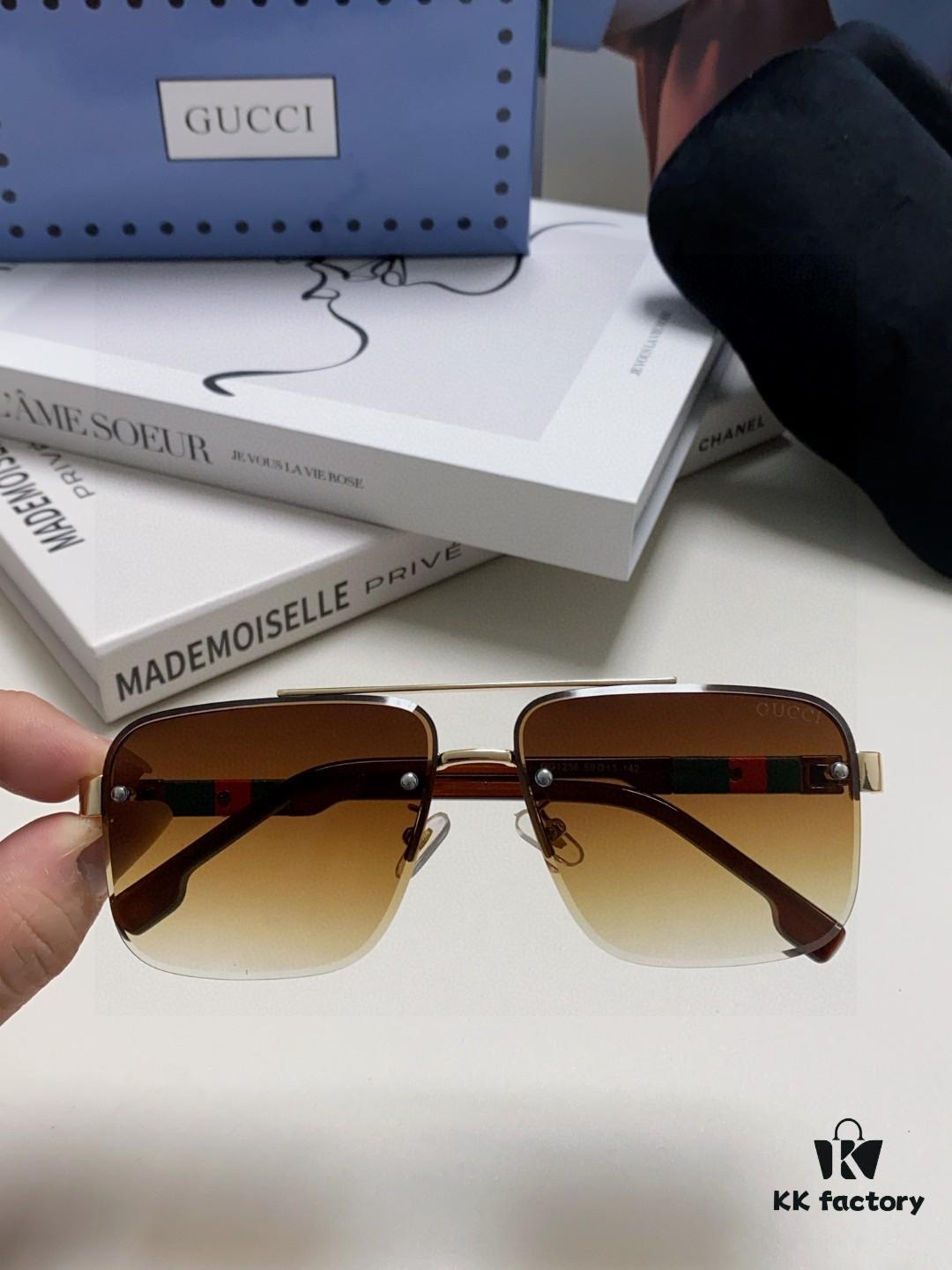 Gucci 2025 Official Spring Collection Men's Sunglasses, Popular Oversized Polarized Sunglasses Worn by Many Celebrities