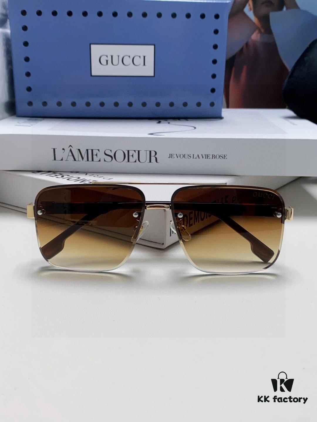 Gucci 2025 Official Spring Collection Men's Sunglasses, Popular Oversized Polarized Sunglasses Worn by Many Celebrities