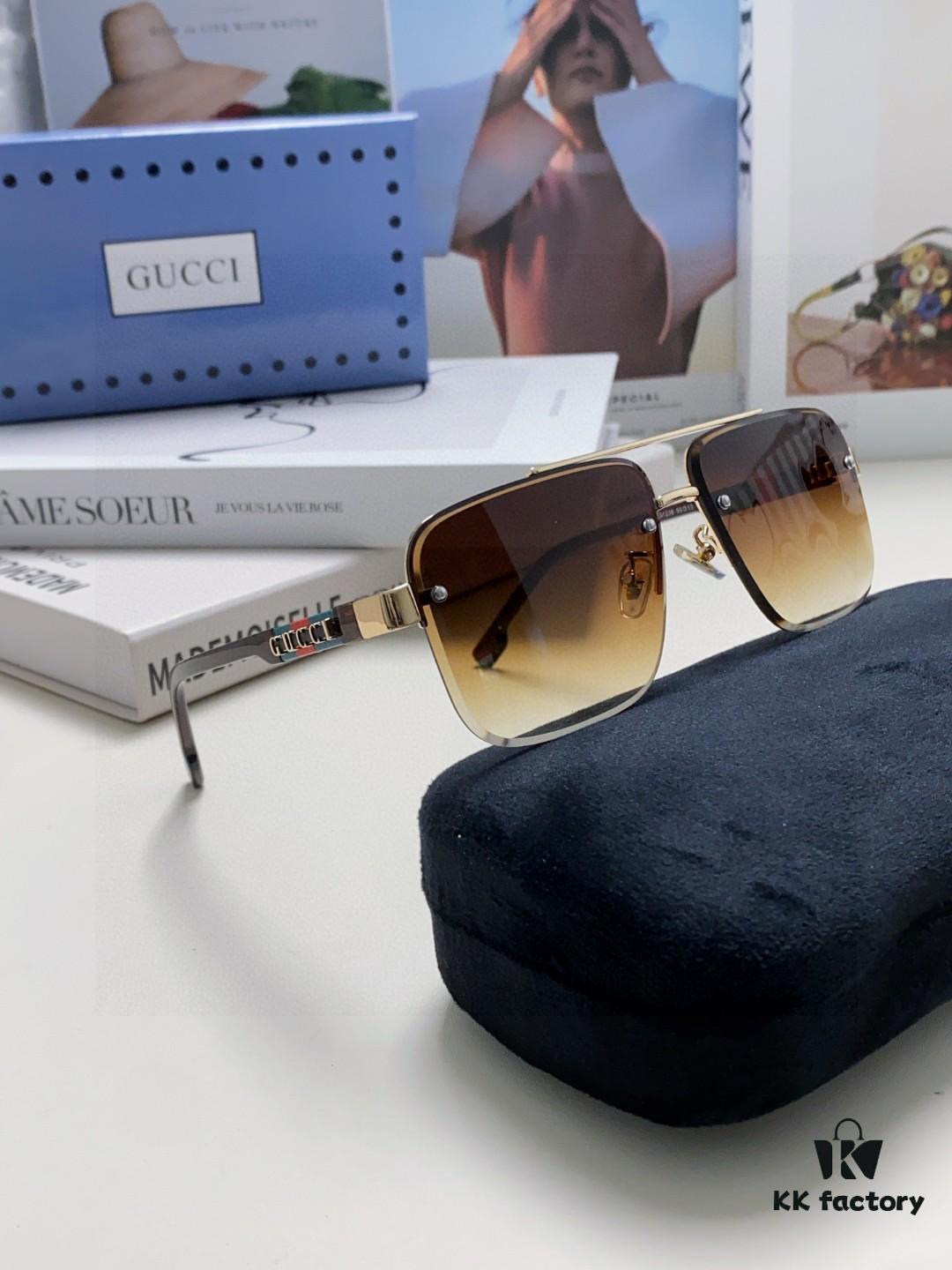 Gucci 2025 Official Spring Collection Men's Sunglasses, Popular Oversized Polarized Sunglasses Worn by Many Celebrities