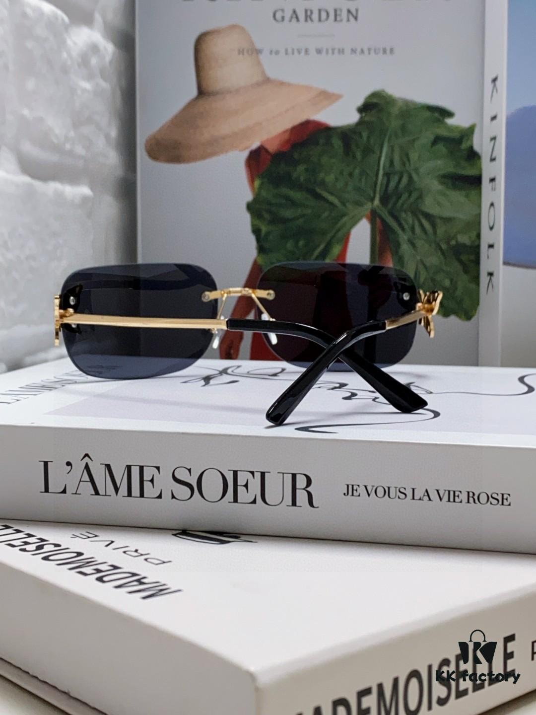 Gucci Rhinestone-Embellished Butterfly Unisex Frameless Sunglasses for Women, Trendy and Stylish Retro Fashion Lady's Best-Selling Eyewear