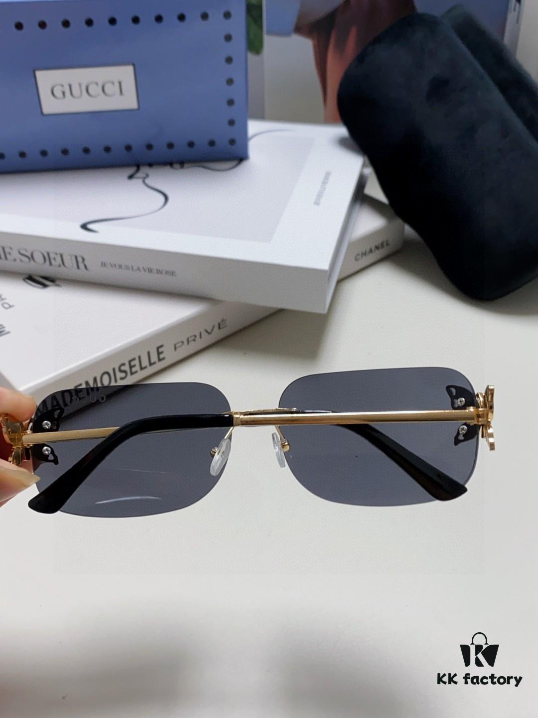 Gucci Rhinestone-Embellished Butterfly Unisex Frameless Sunglasses for Women, Trendy and Stylish Retro Fashion Lady's Best-Selling Eyewear