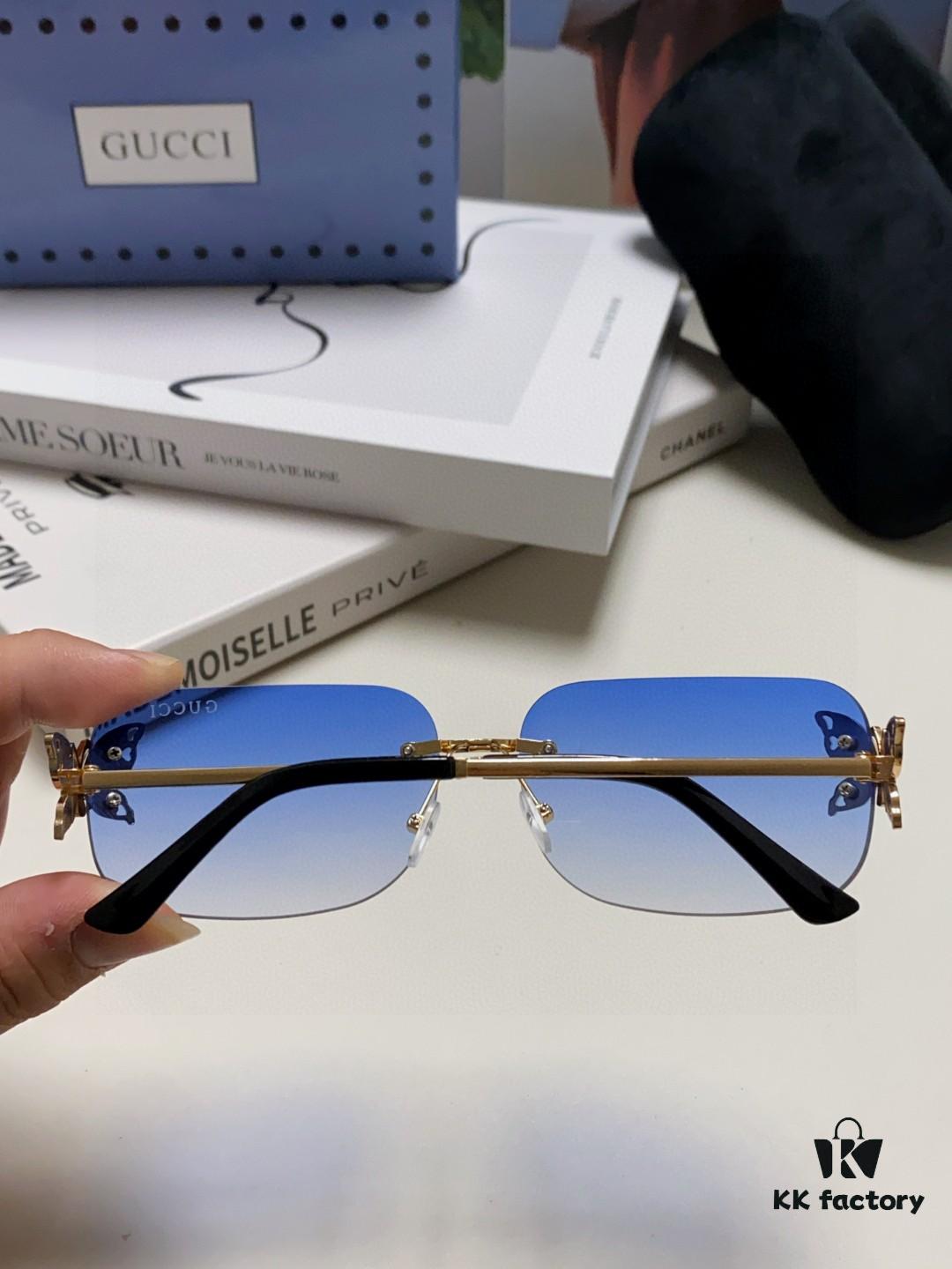 Gucci Rhinestone-Embellished Butterfly Unisex Oversized Sunglasses for Women, Stylish and Fashionable Retro Sun Glasses