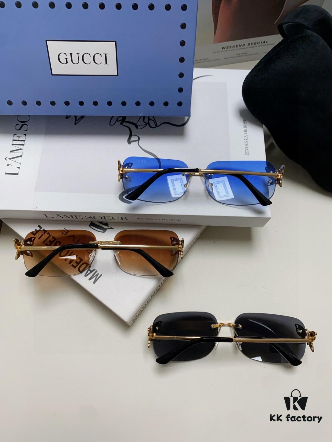 Gucci Rhinestone-Embellished Butterfly Unisex Oversized Sunglasses for Women, Stylish and Fashionable Retro Sun Glasses