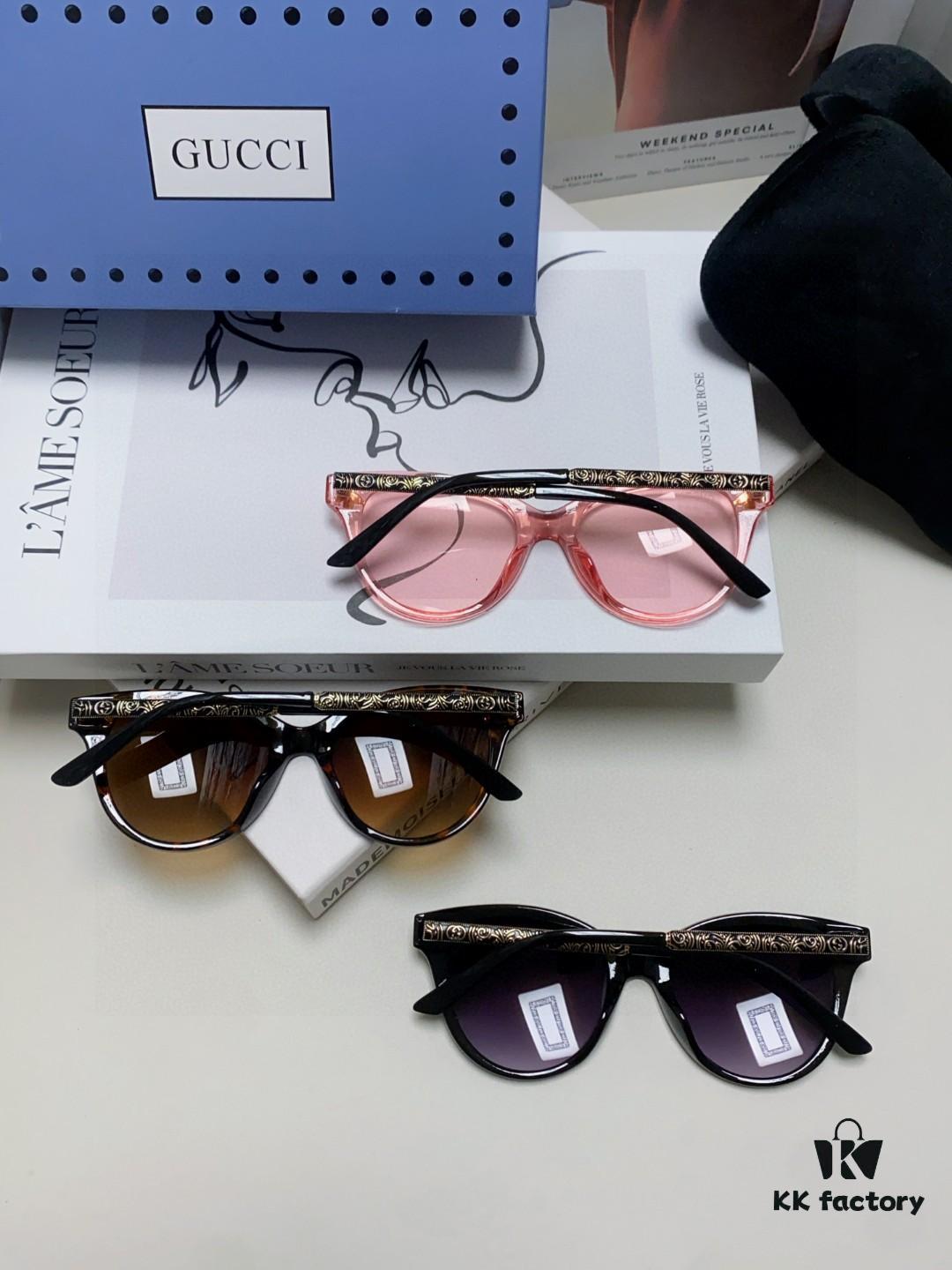 Gucci New Bee Style Sunglasses with Metal Hinges, UV Protection, Stylish and Face-Framing for Outdoor Fashion