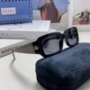 Gucci 2025 New Arrival Unisex Black Rectangular Acetate Sunglasses with Dual Side Logo, Trendy and Comfortable Oversized Eyewear