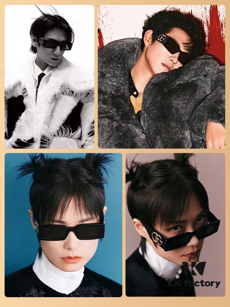 Gucci Bright and Bold Personality Rectangular Narrow-Framed Sunglasses, Unisex Streetwear Style, Versatile and Chic, Model GG1425S