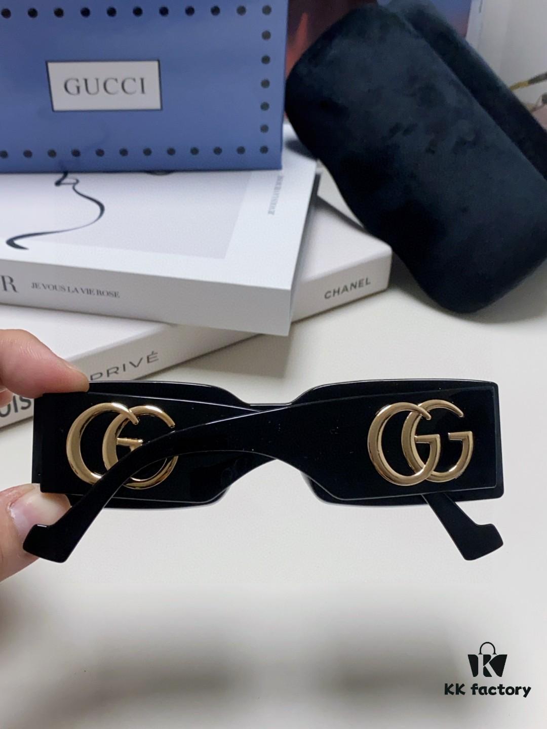 Gucci Bright and Bold Personality Rectangular Narrow-Framed Sunglasses, Unisex Streetwear Style, Versatile and Chic, Model GG1425S