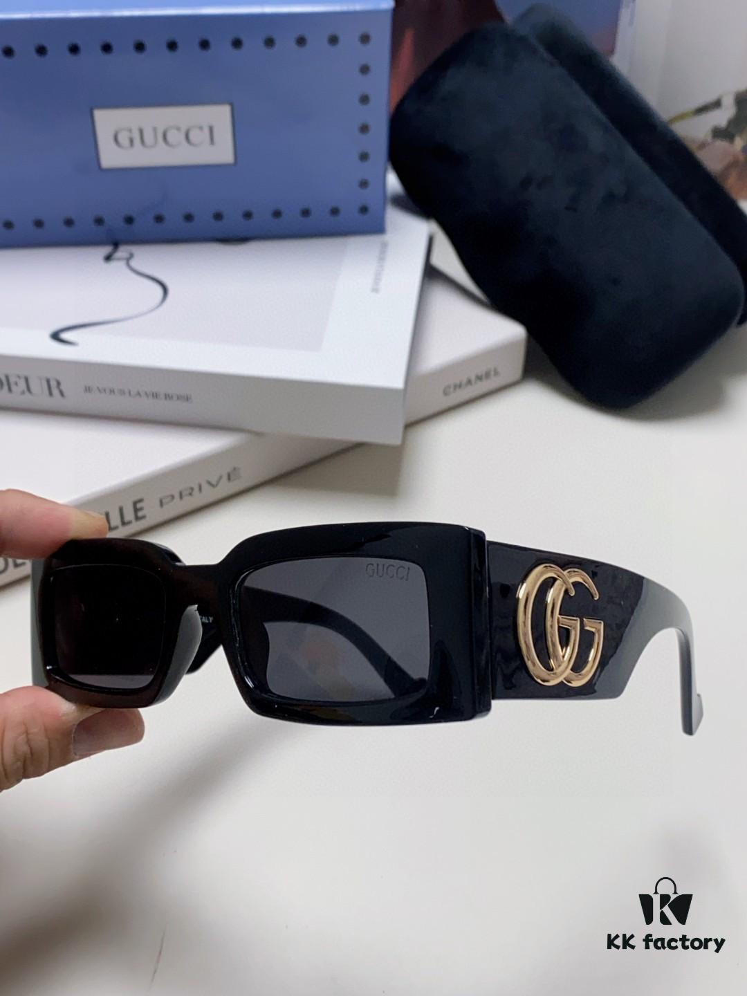 Gucci Bright and Bold Personality Rectangular Narrow-Framed Sunglasses, Unisex Streetwear Style, Versatile and Chic, Model GG1425S