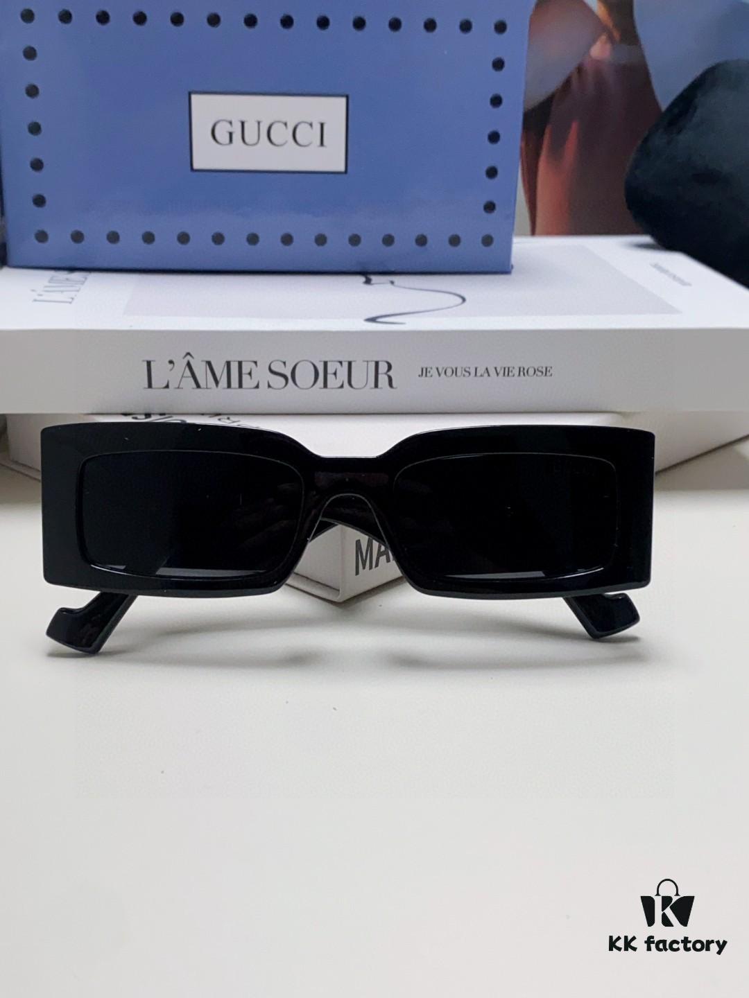 Gucci Bright and Bold Personality Rectangular Narrow-Framed Sunglasses, Unisex Streetwear Style, Versatile and Chic, Model GG1425S