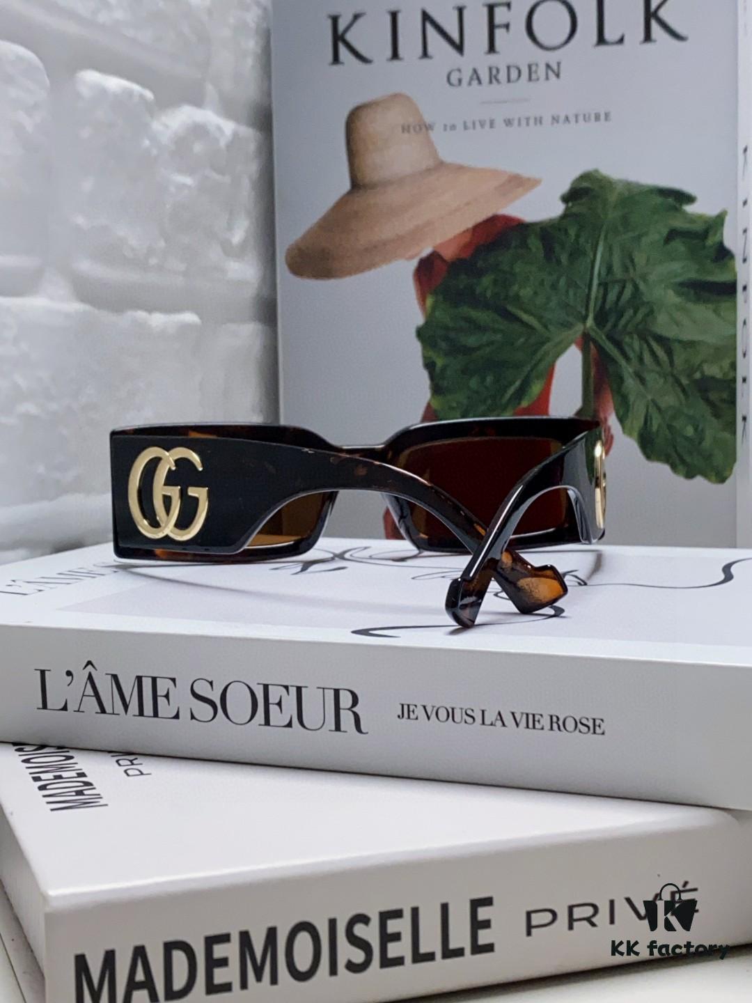 Gucci Bright and Bold Personality Rectangular Narrow-Framed Sunglasses Unisex Streetwear Style, Versatile Design GG1425S