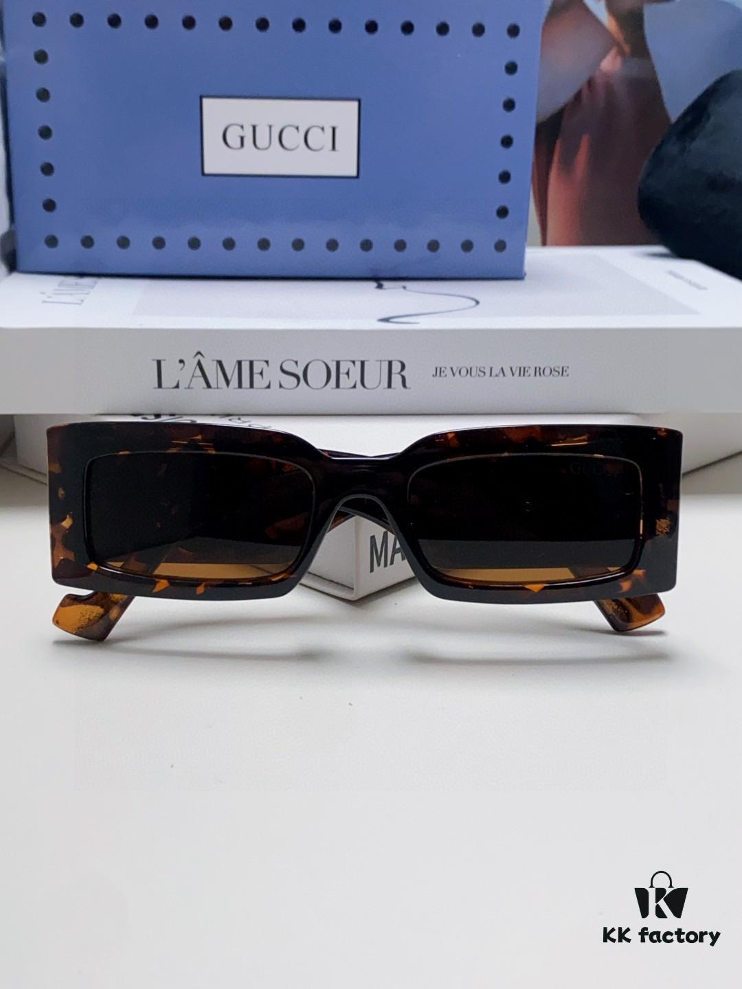 Gucci Bright and Bold Personality Rectangular Narrow-Framed Sunglasses Unisex Streetwear Style, Versatile Design GG1425S