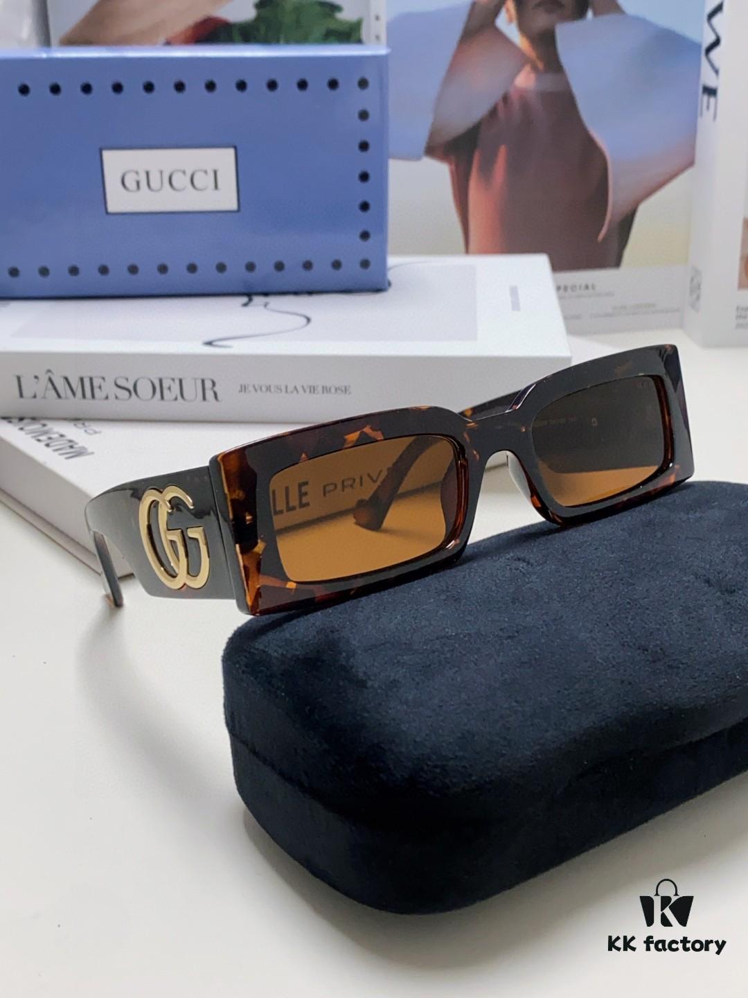 Gucci Bright and Bold Personality Rectangular Narrow-Framed Sunglasses Unisex Streetwear Style, Versatile Design GG1425S