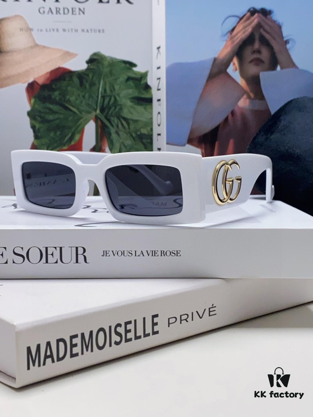 Gucci Cheerful and Bold Personality Rectangular Narrow-Framed Sunglasses Unisex Street Fashion GG1425S