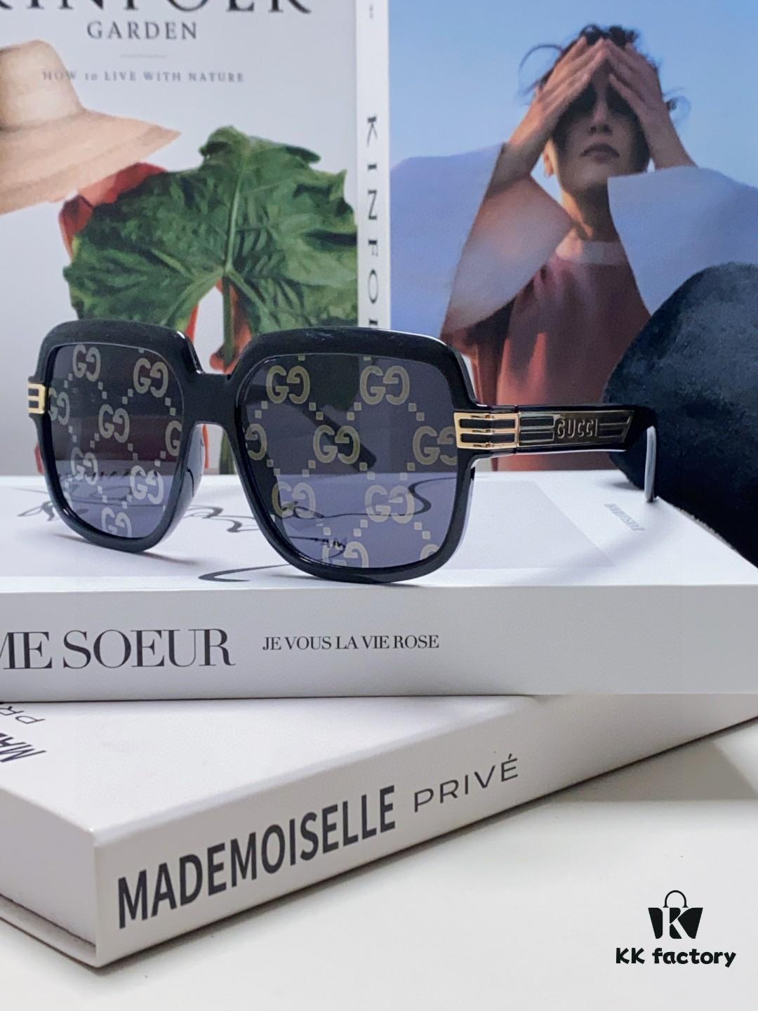 Gucci 2025 New Arrival Classic Round Frame Unisex Design, Flattering on All Face Shapes, Perfect Match for Coats and Dresses, Iridescent Lens UV-Protective Sunglasses