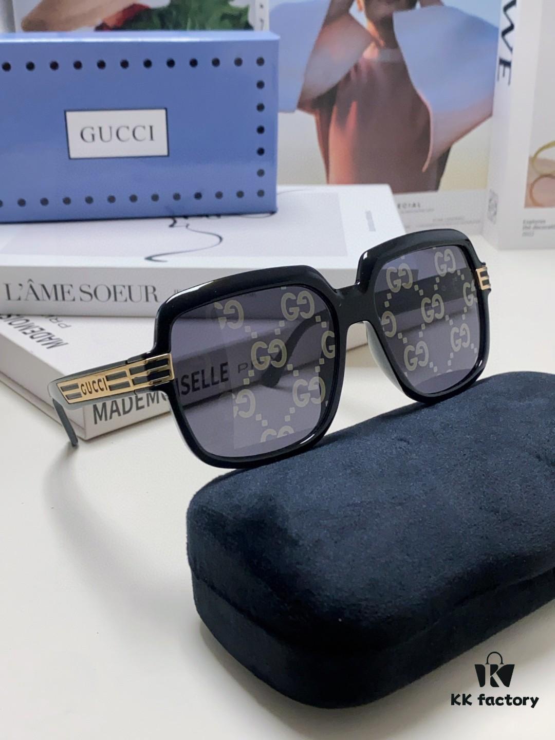 Gucci 2025 New Arrival Classic Round Frame Unisex Design, Flattering on All Face Shapes, Perfect Match for Coats and Dresses, Iridescent Lens UV-Protective Sunglasses