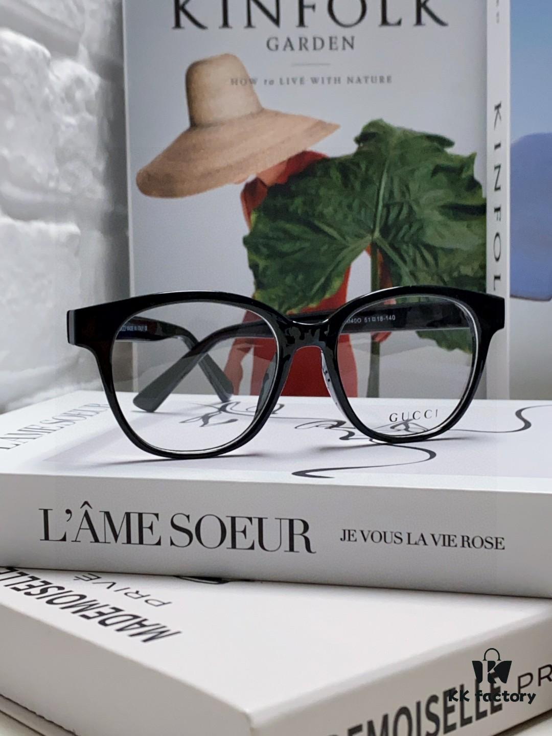 Gucci 2025 New Arrival Women's Woven Art Close-Leg Frame Black Optical Glasses with Classic Red-Green Band, Fashionable Eyewear for Men and Women