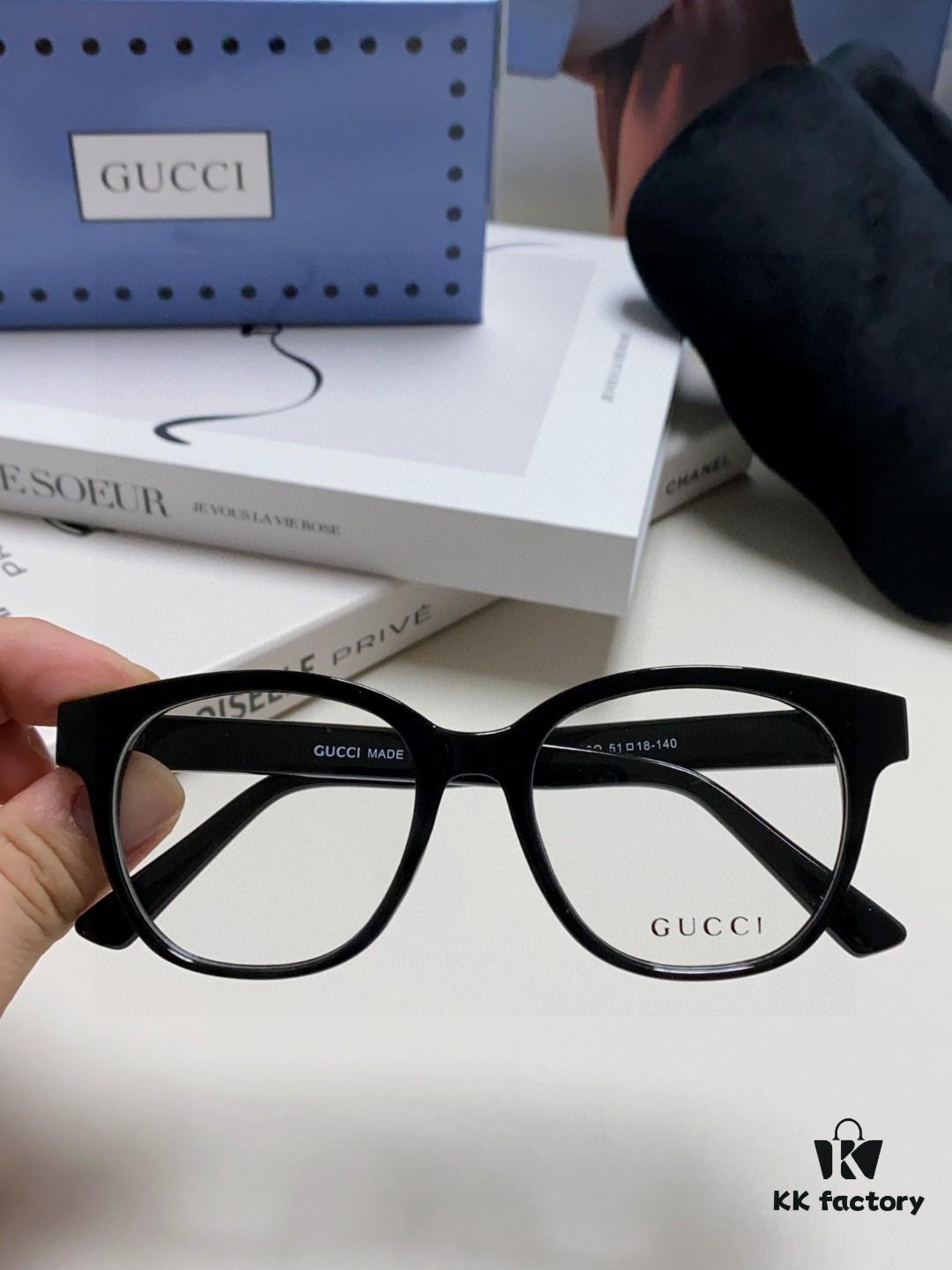 Gucci 2025 New Arrival Women's Woven Art Close-Leg Frame Black Optical Glasses with Classic Red-Green Band, Fashionable Eyewear for Men and Women