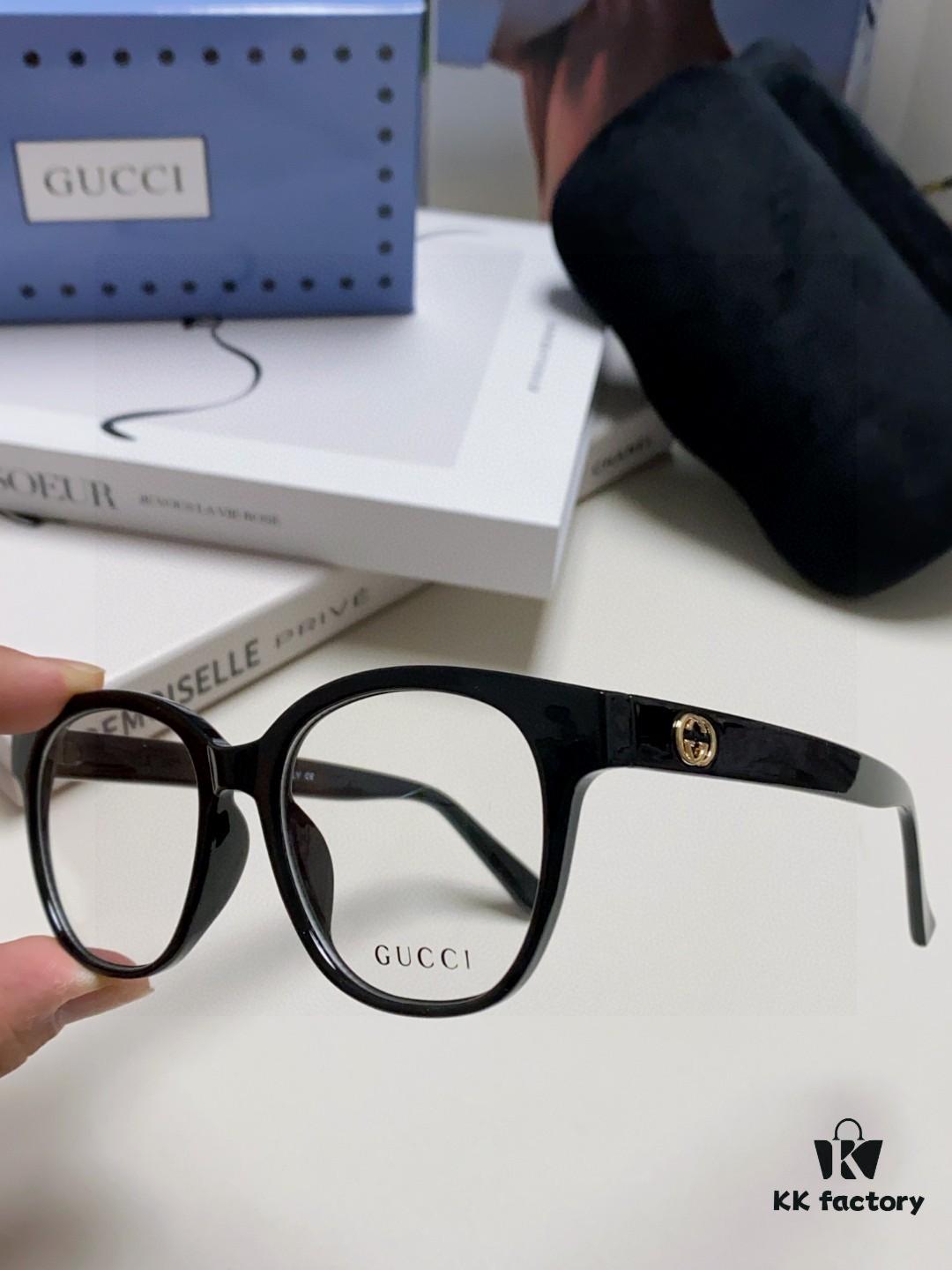 Gucci 2025 New Arrival Women's Woven Art Close-Leg Frame Black Optical Glasses with Classic Red-Green Band, Fashionable Eyewear for Men and Women
