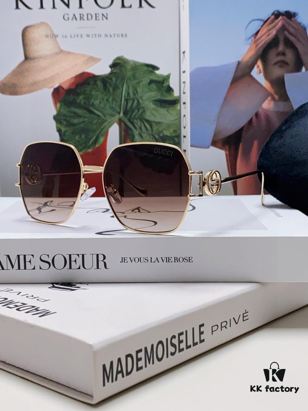 Gucci 2025 New Fashion Retro Stylish and Comfortable Unisex Sunglasses with Metallic Avant-Garde Design, Versatile Trendy Shades Model 1207SA